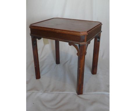 A Georgian style mahogany lamp table, with label for Dodge &amp; Sons, H.52 W.52 D43cm