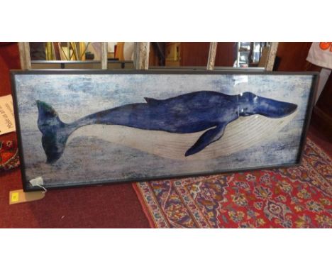 A contemporary print of a whale, 41 x 118cm 