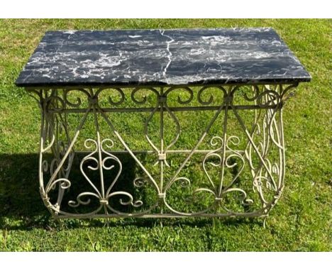 A marble topped iron centre table and daybed&nbsp;