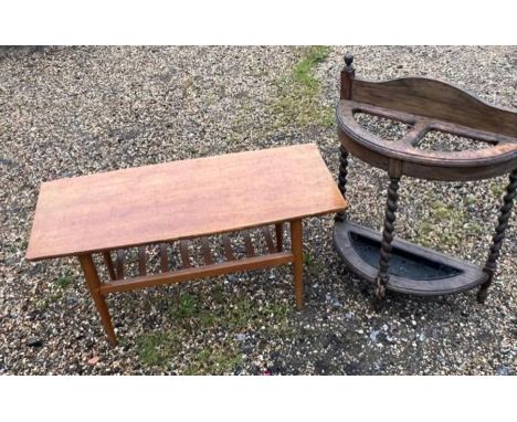 Mid century table and 1930s stick stand&nbsp;