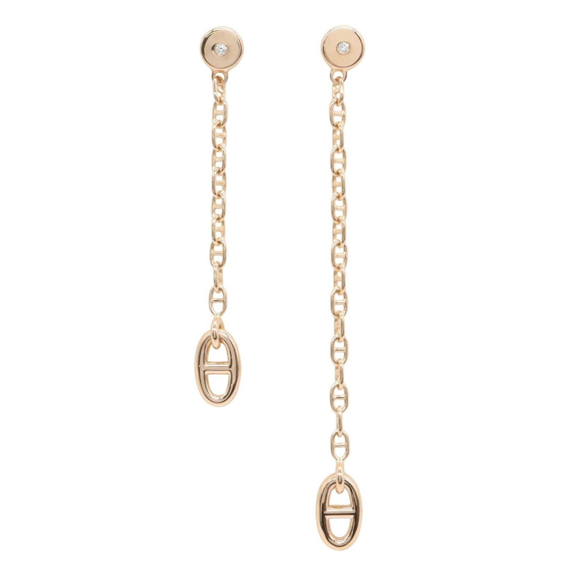 Hermes Mini Farandole 1PD Earrings, 18K Pink Gold (PG) Diamond Women\'s, Tone, Clear H119550B