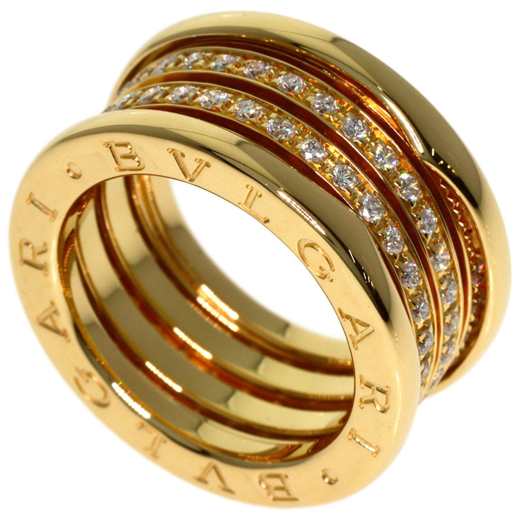 Bvlgari Bulgari B-zero1 4-band full diamond ring, size #50, 18K yellow gold, women\'s.