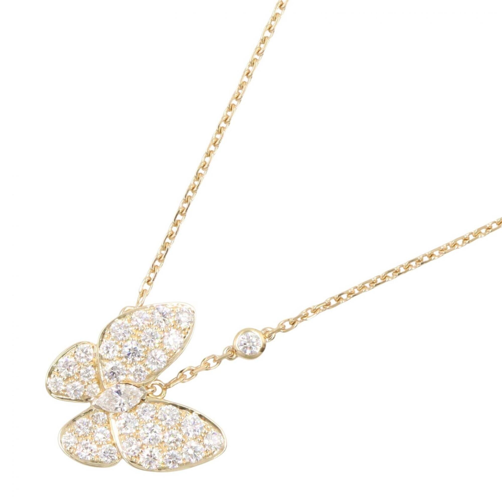 Van Cleef & Arpels De Papillon Diamond Necklace, 18K (Yellow Gold), Women\'s, Gold Tone, Clear VCARP