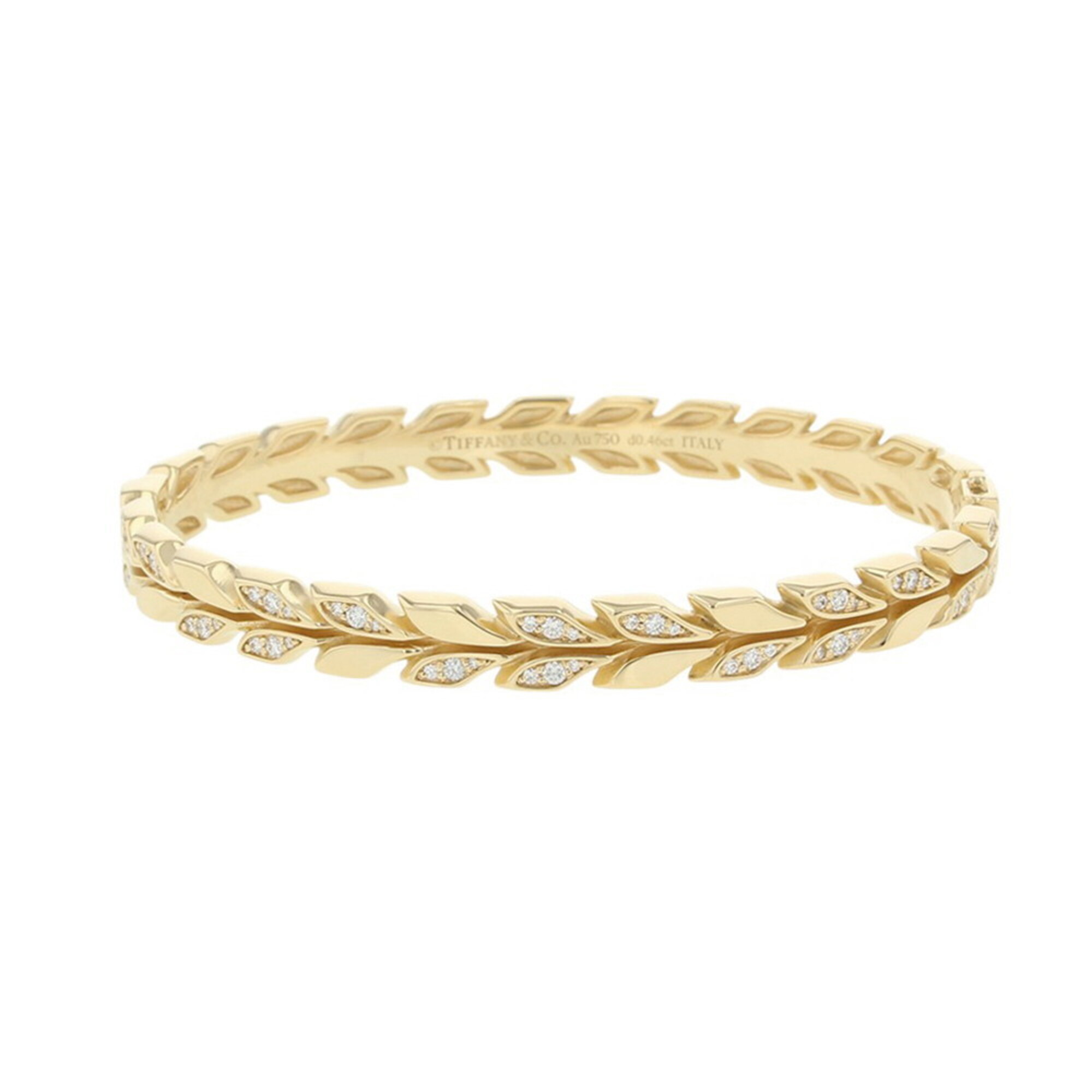 Tiffany & Co. Victoria Vine Hinged Bangle Bracelet with 0.46ct of Diamonds in 18K Yellow Gold. (Tiff