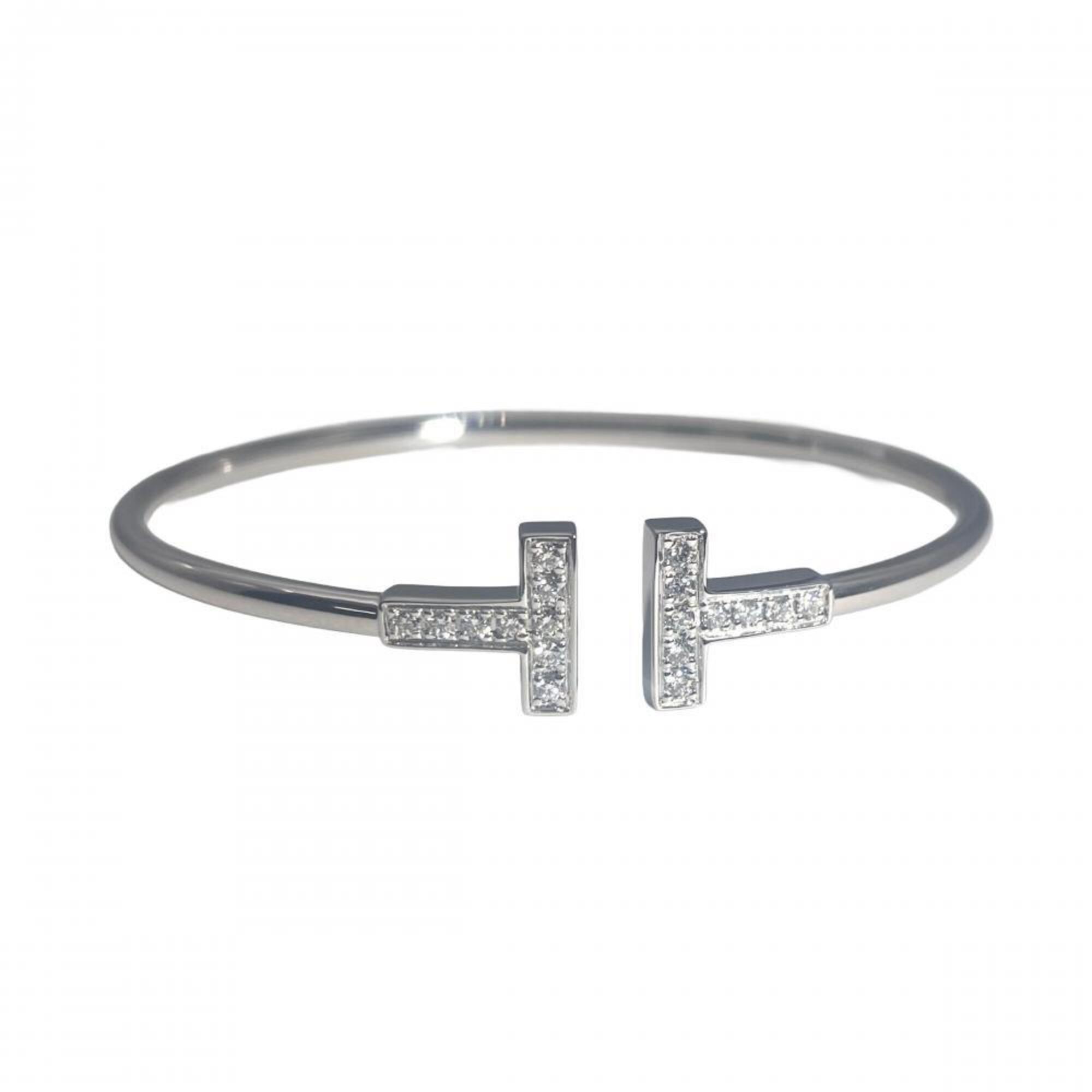 Tiffany & Co. Diamond T Wire Bracelet, 18K White Gold, 7.5g, Women\'s.