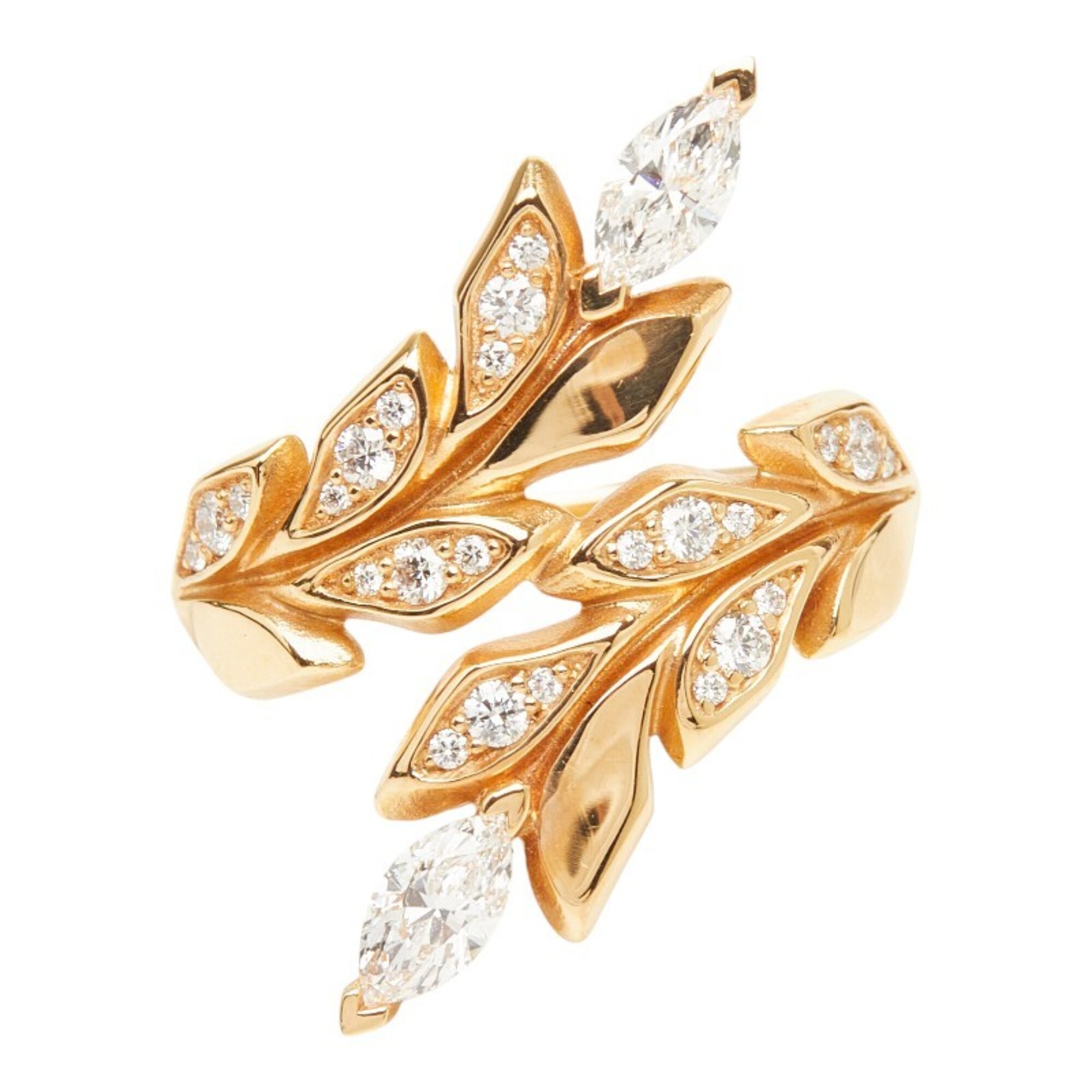 Tiffany & Co. 18K Yellow Gold Victoria Vine Bypass Ring with 0.41ct Diamonds (Women\'s Ring)