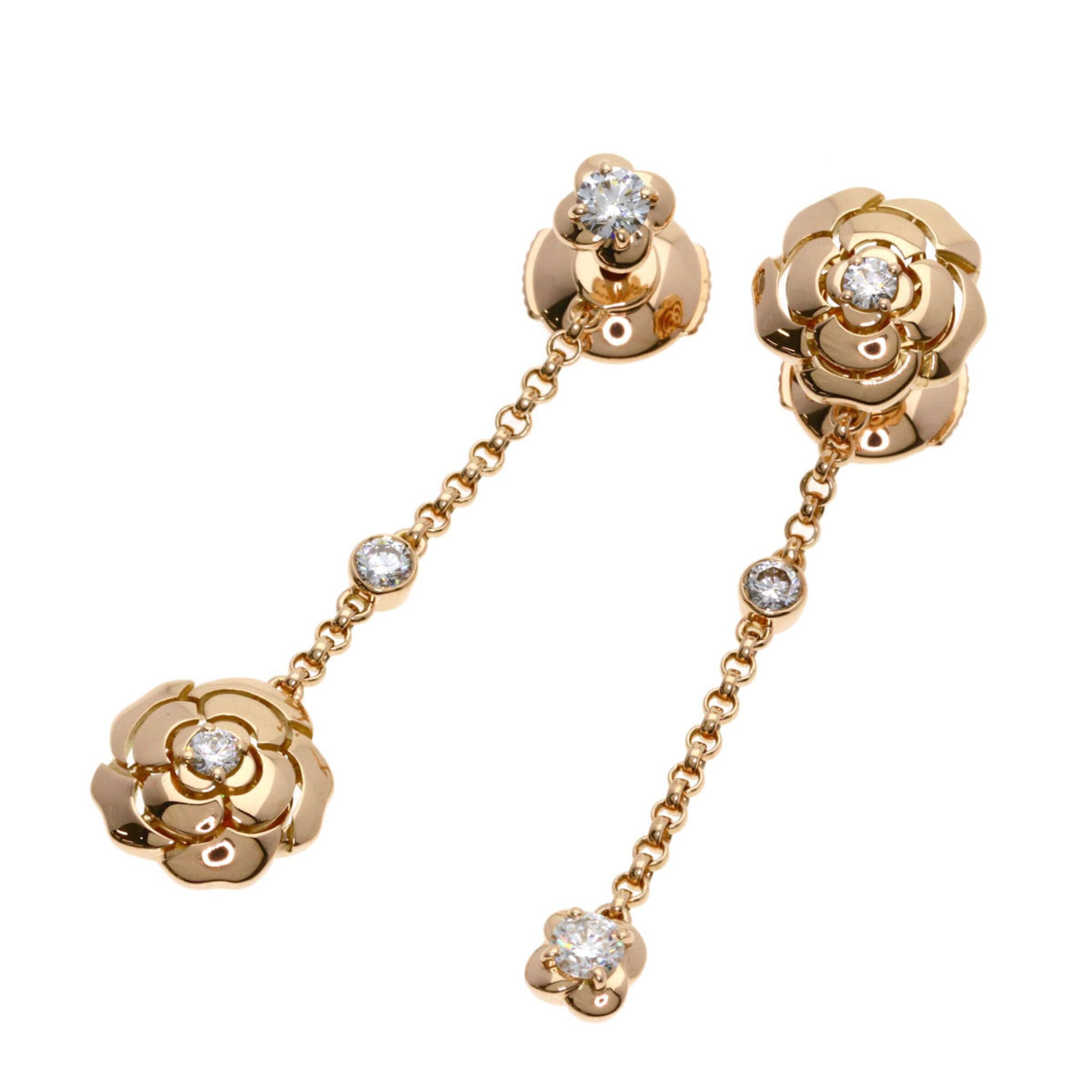 Chanel Camellia Asymmetrical Transformable Diamond Earrings, 18K Pink Gold, Women\'s CHANEL