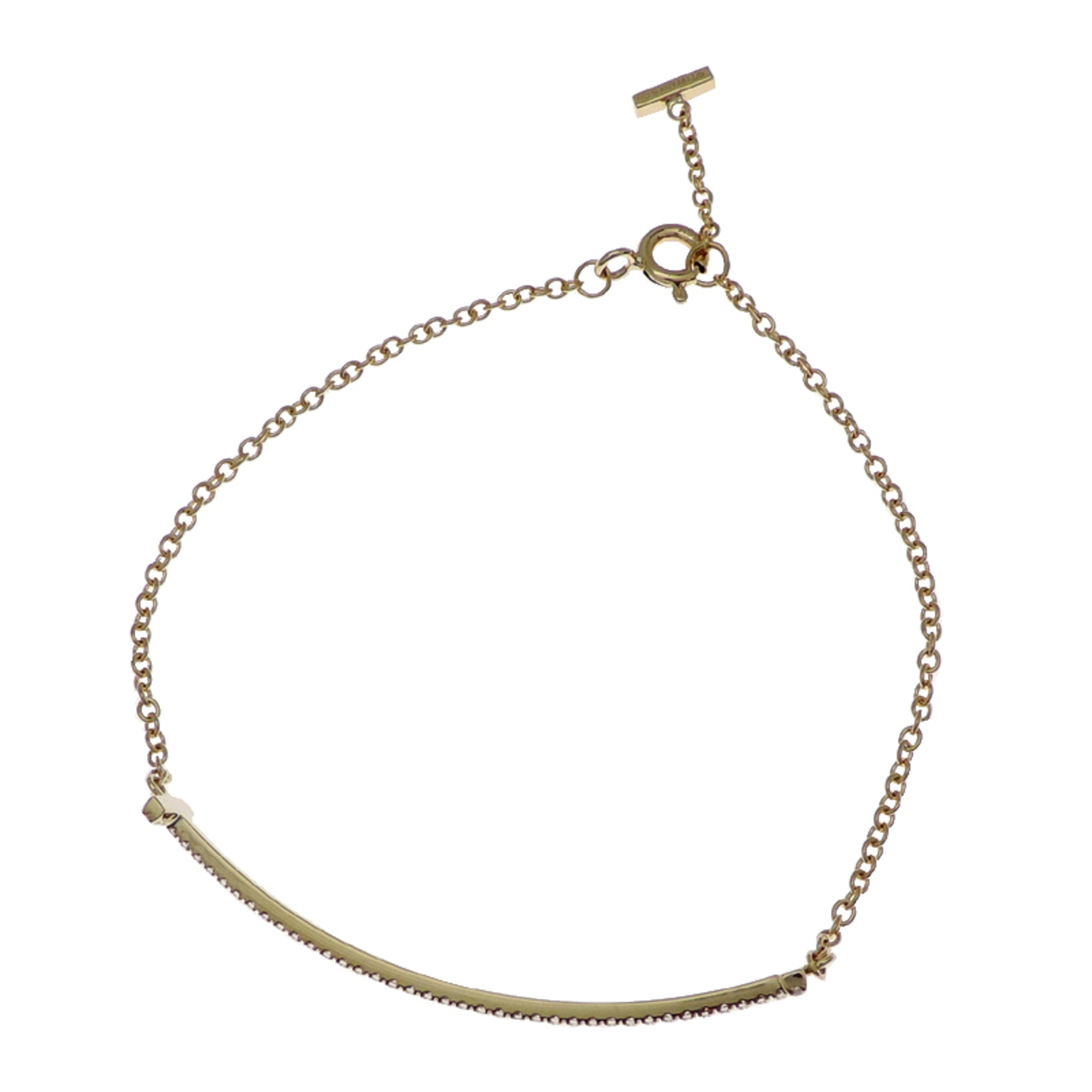 Tiffany & Co. 0.12ct Diamond T Smile #M Women\'s Bracelet 60150751 750 Yellow Gold