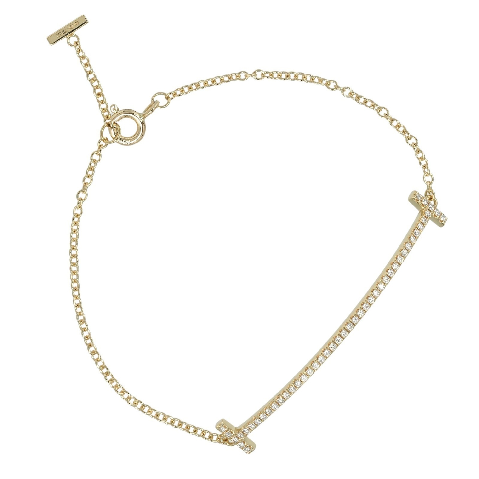 Tiffany & Co. T Smile Small Bracelet, fits wrists up to 16cm, 18K Yellow Gold with Diamonds, approxi