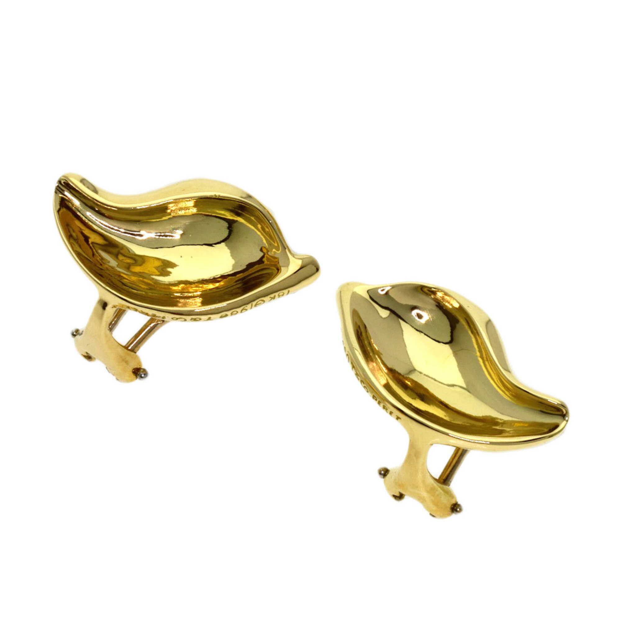Tiffany & Co. Leaf Motif Earrings, 18K Yellow Gold, Women\'s.