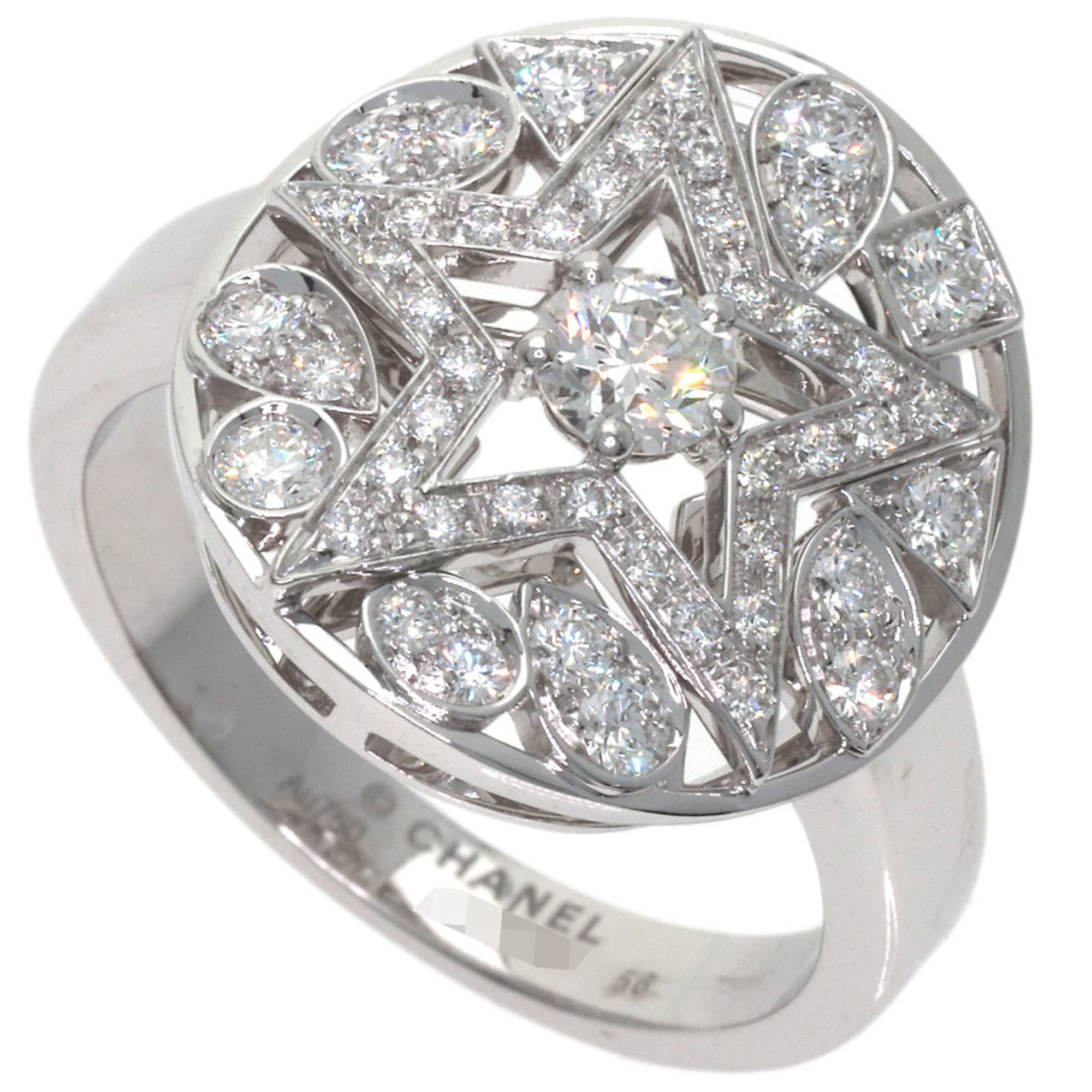 Chanel Comet Diamond Ring #56, 18K White Gold, Women\'s.