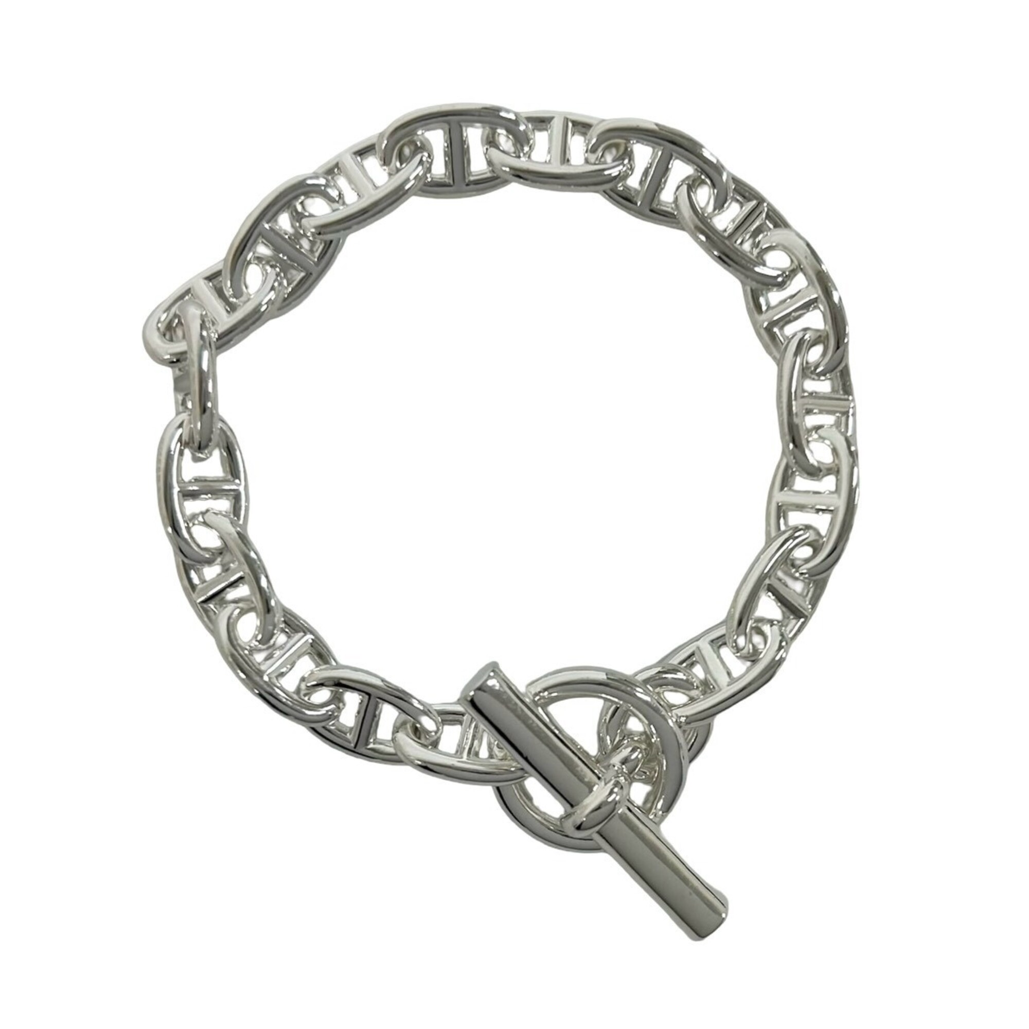 HERMES Chaine d\'Ancre MM 18-link bracelet, sterling silver 925 chain bangle accessory for men, silv