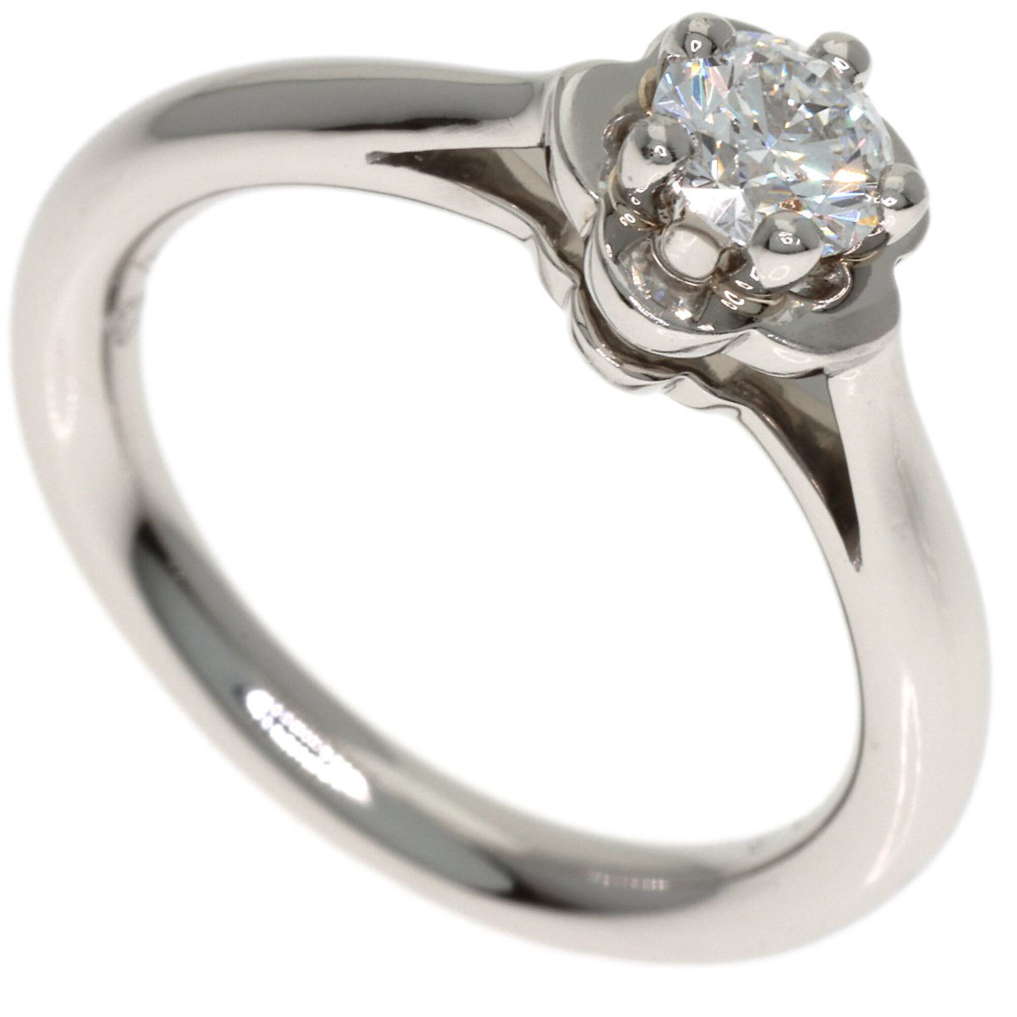 Chanel Camellia Diamond Ring #46, Platinum PT950, Women\'s.