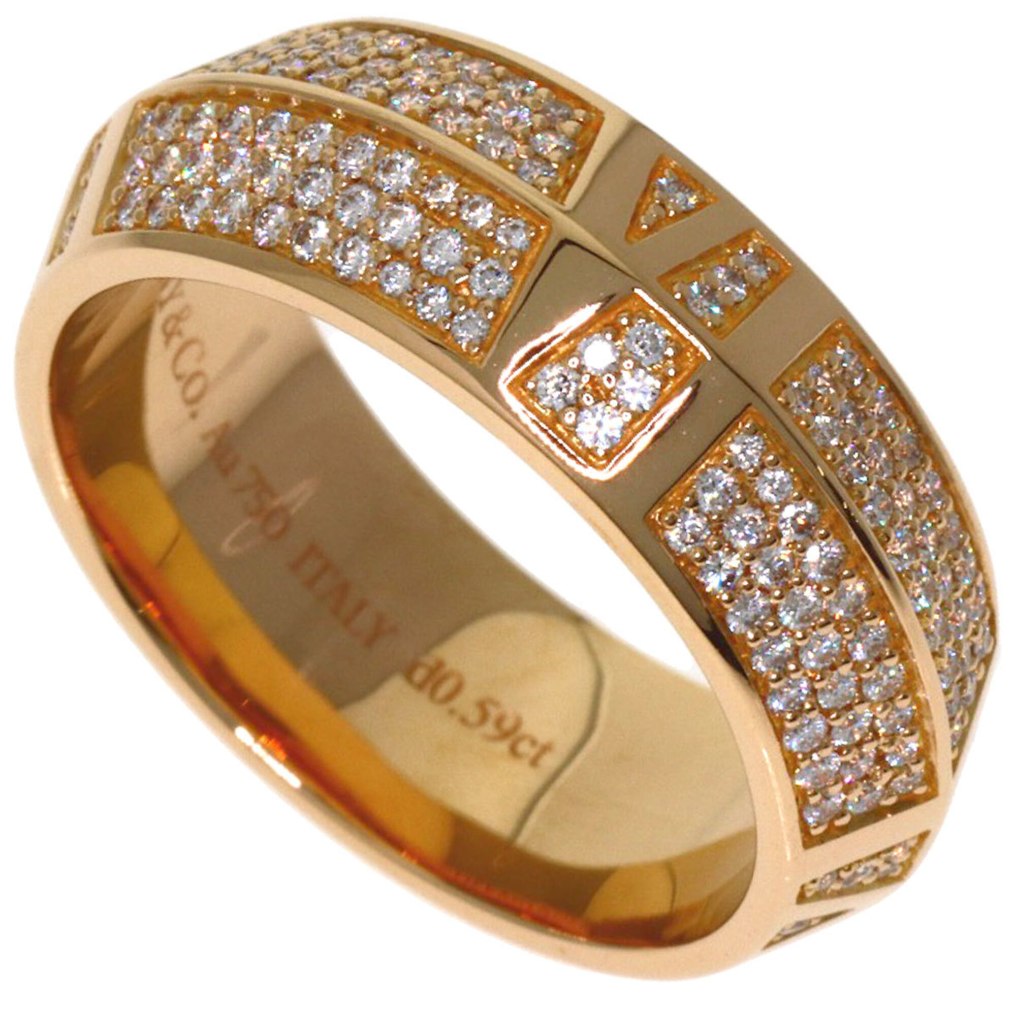 Tiffany & Co. Atlas X Closed Diamond Ring, 18K Pink Gold, Women\'s.