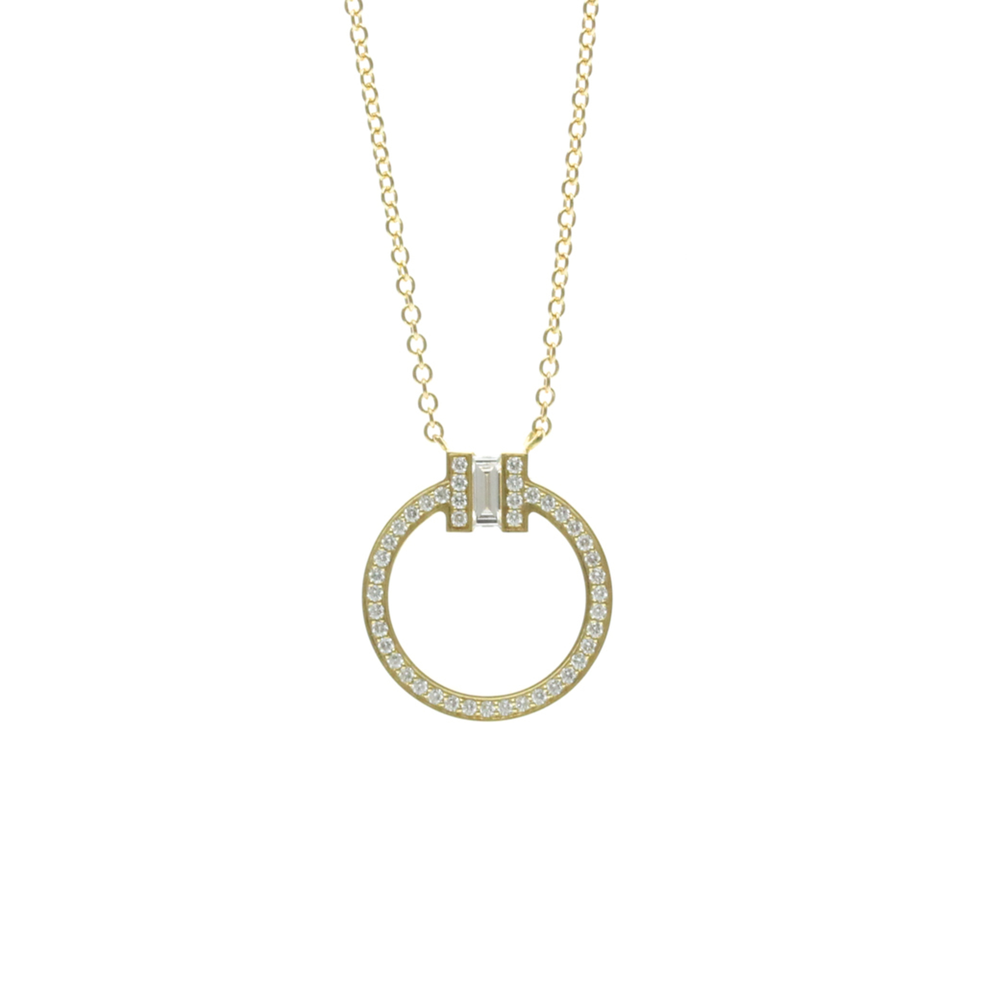 Tiffany Tiffany T Circle Diamond Necklace Yellow Gold (18K) Diamond Women,Men Fashion Pendant Neckla