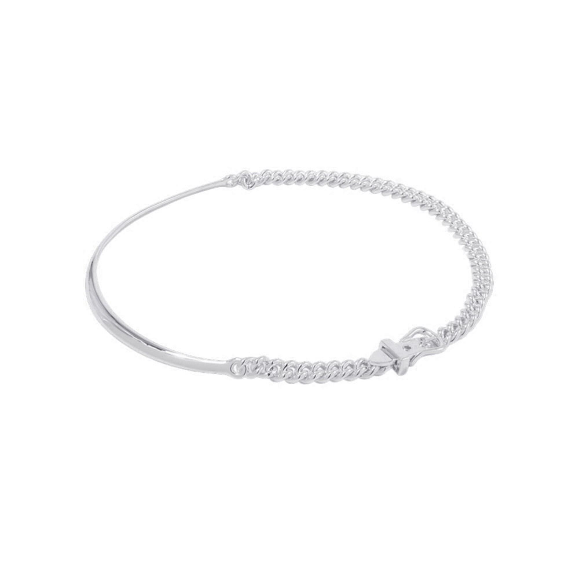 Herms Boucle Cellier Inflexible Necklace, SV925 Silver, Size PM/44, HERMES
