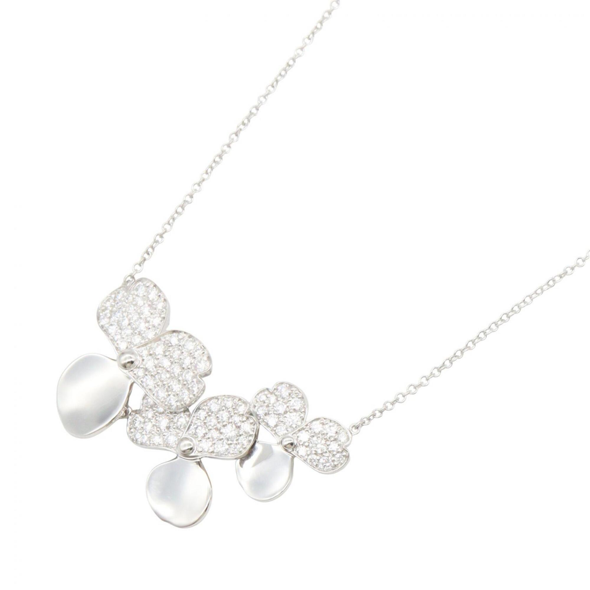 Tiffany & Co. Paper Flower Cluster Diamond Necklace, Platinum 950, Diamond, Women\'s, Silver/Clear T