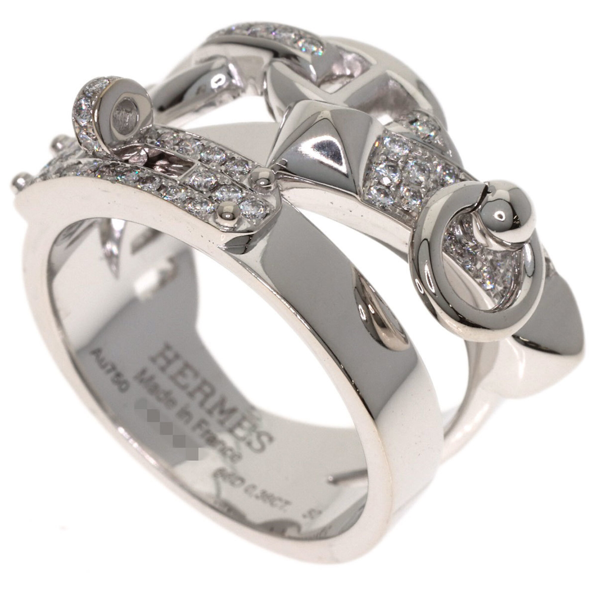 Hermes Alsimi Diamond Ring #50, 18K White Gold, Women\'s