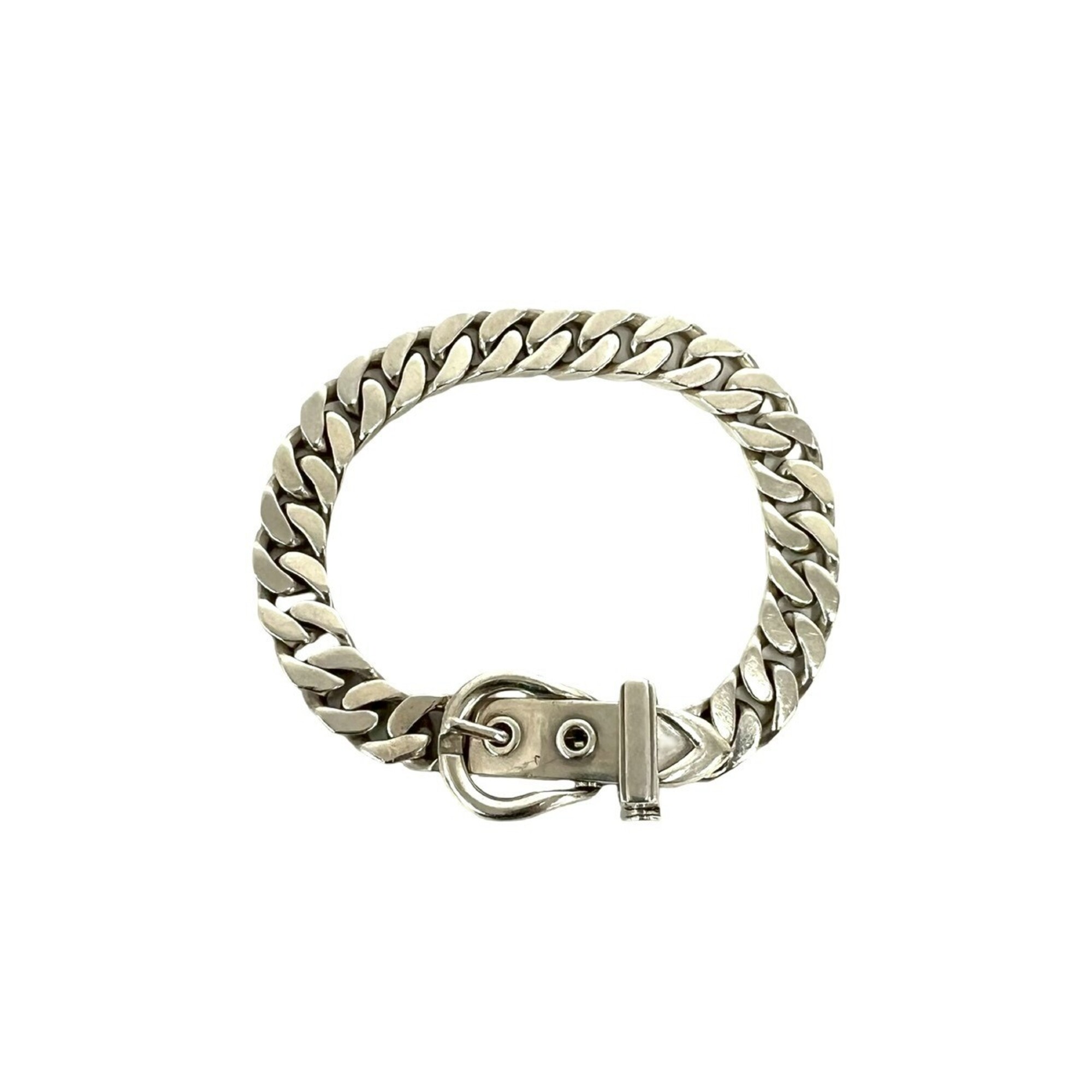HERMES Vintage Boucles Sellier PM Bracelet, Sterling Silver 925, Accessory, 81466