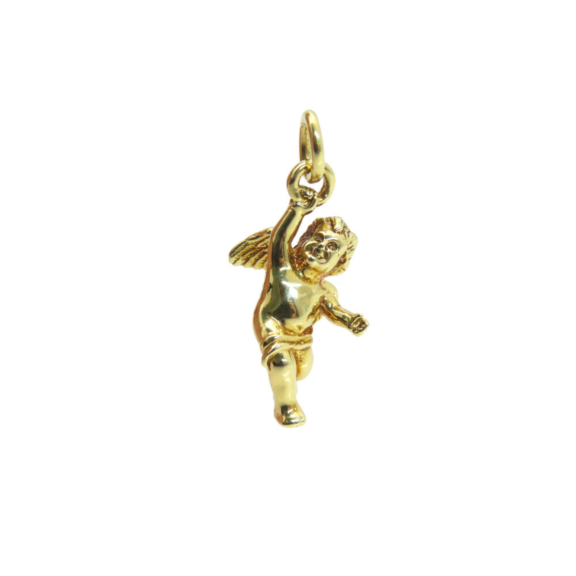 Like new Tiffany Cherub Angel Motif 18KYG Pendant Top in 750 Yellow Gold. Jewelry Charm 0080. TIFFAN