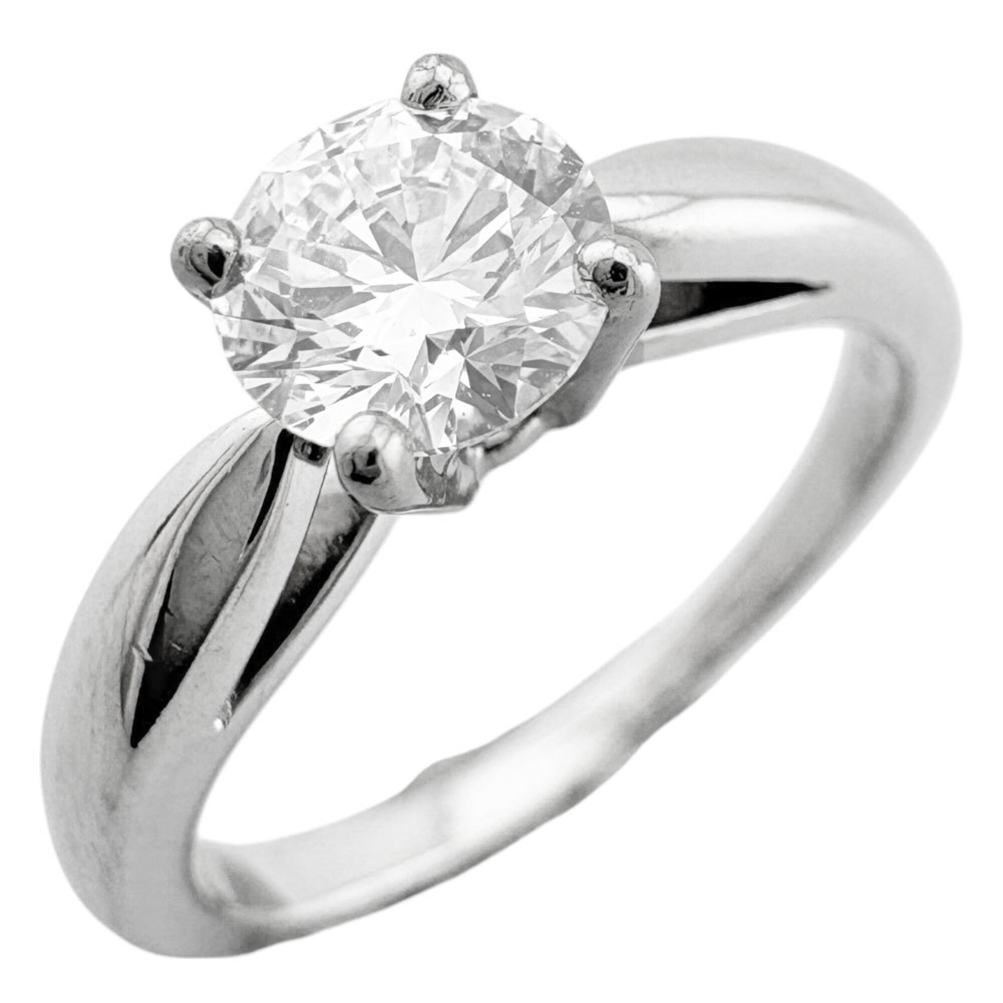 Van Cleef & Arpels Bonheur Solitaire Ring, Pt950 Platinum Diamond Women\'s, Pre-owned.