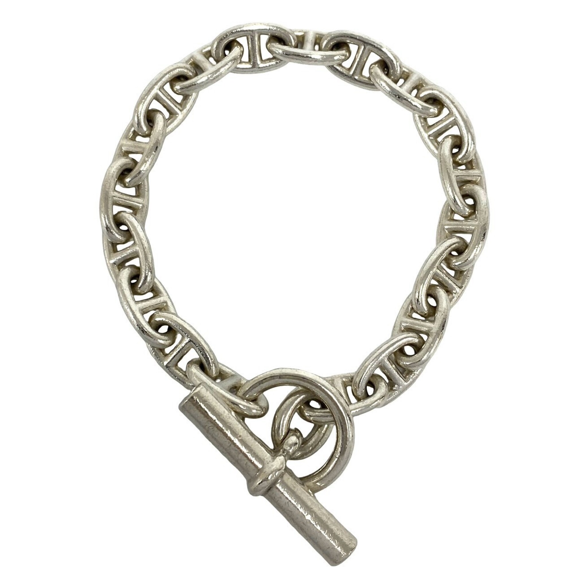 HERMES Chaine d\'Ancre MM 19-link bracelet with cursive logo, 925 sterling silver, men\'s accessory,