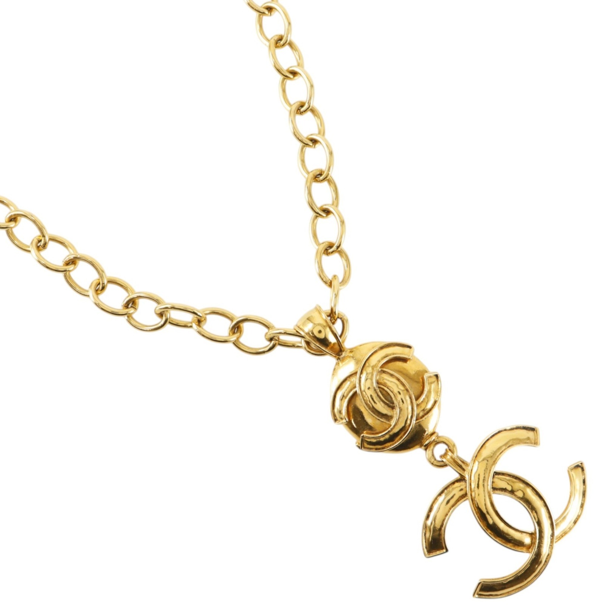 Chanel Coco Mark Necklace, Gold Plated, 1994, 94P, Approx. 146g, Women\'s.
