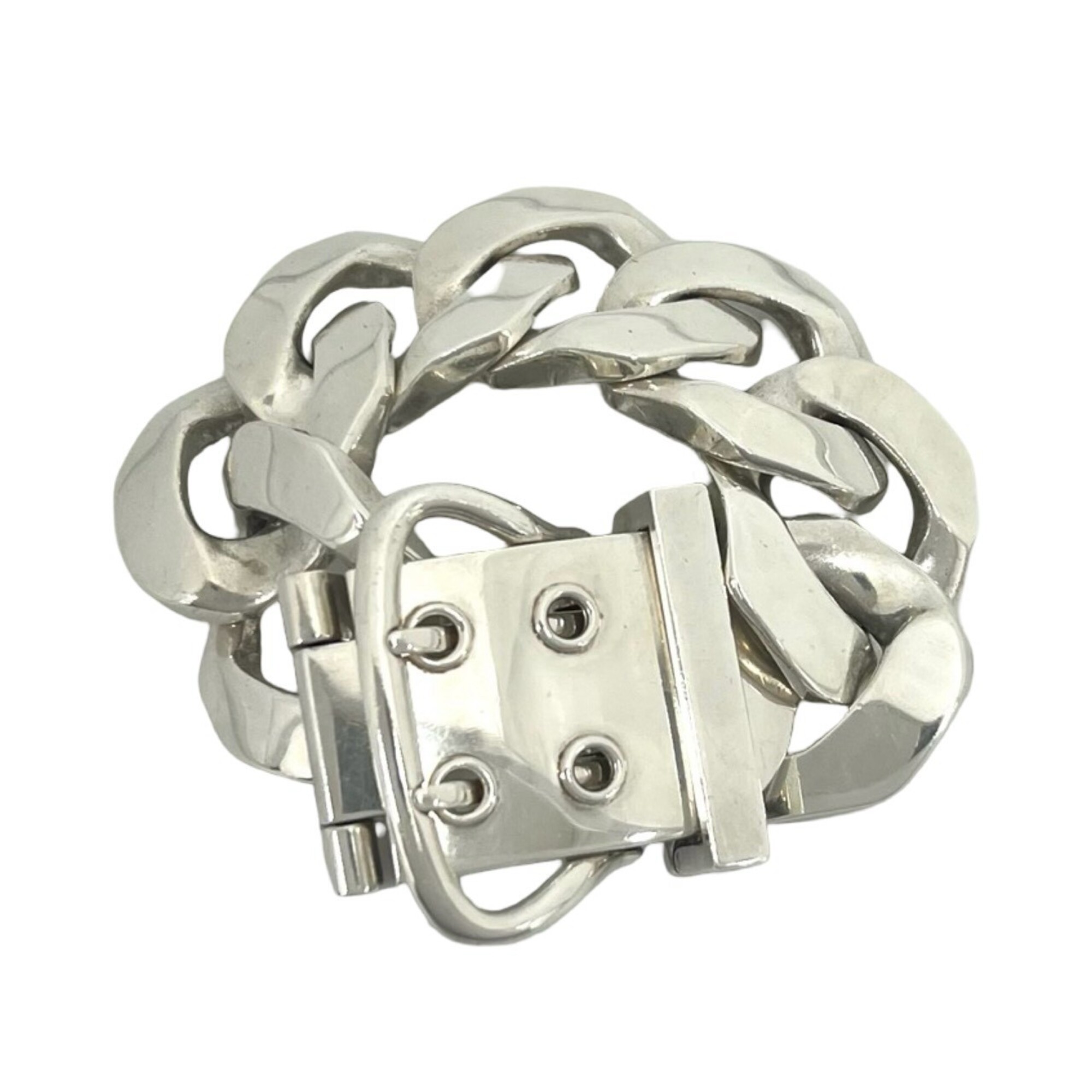 HERMES Boucles Sellier TGM Bracelet, Sterling Silver 925, Men\'s Accessory, Silver, 26506
