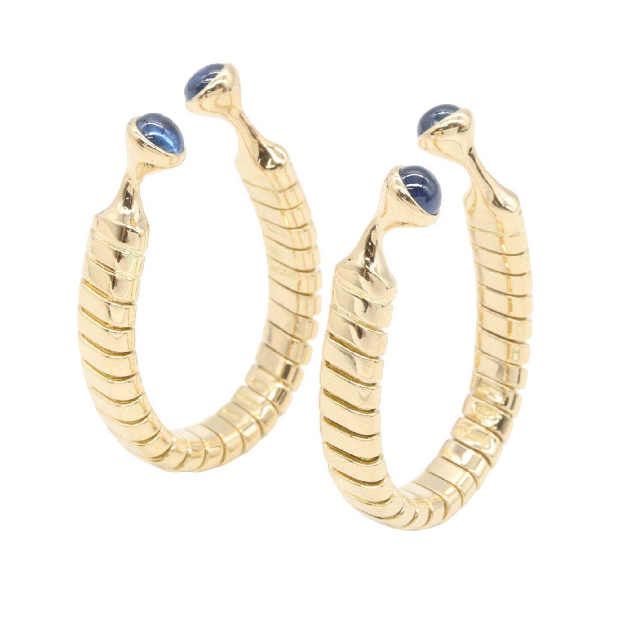 BVLGARI Tubogas Sapphire Cufflinks, 18K (Yellow Gold), Sapphire, Women\'s, Gold/Blue Tone, 347784