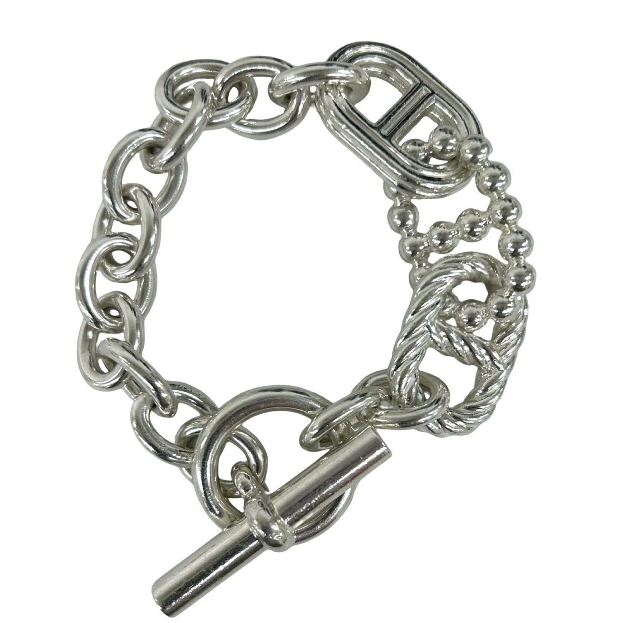 HERMES Chaine d\'Ancre Parade GM Bracelet, Sterling Silver 925, Accessory, 472-5