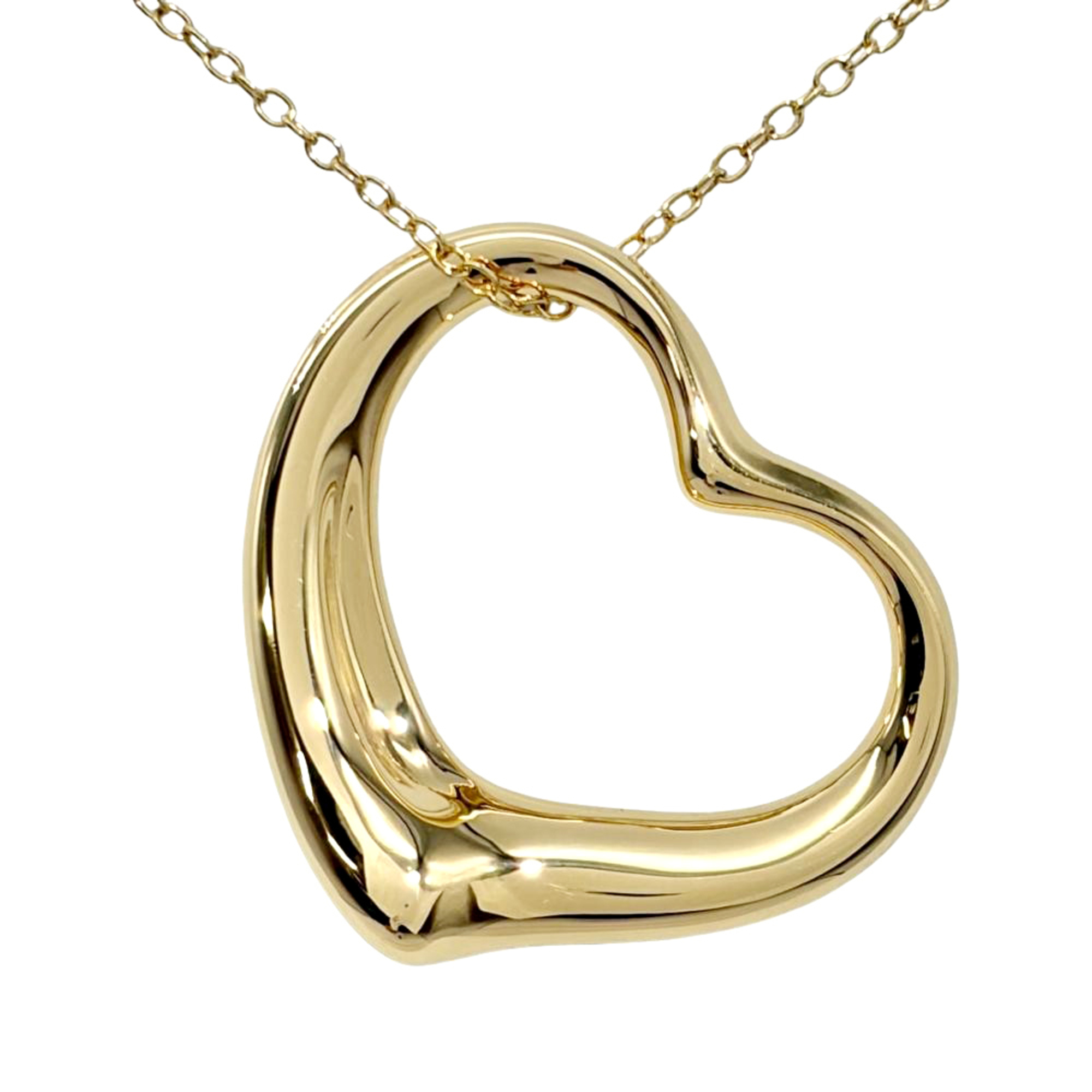 Tiffany & Co. Open Heart Large Long Necklace, 18K Yellow Gold, 14.1g, by Elsa Peretti, for Women.