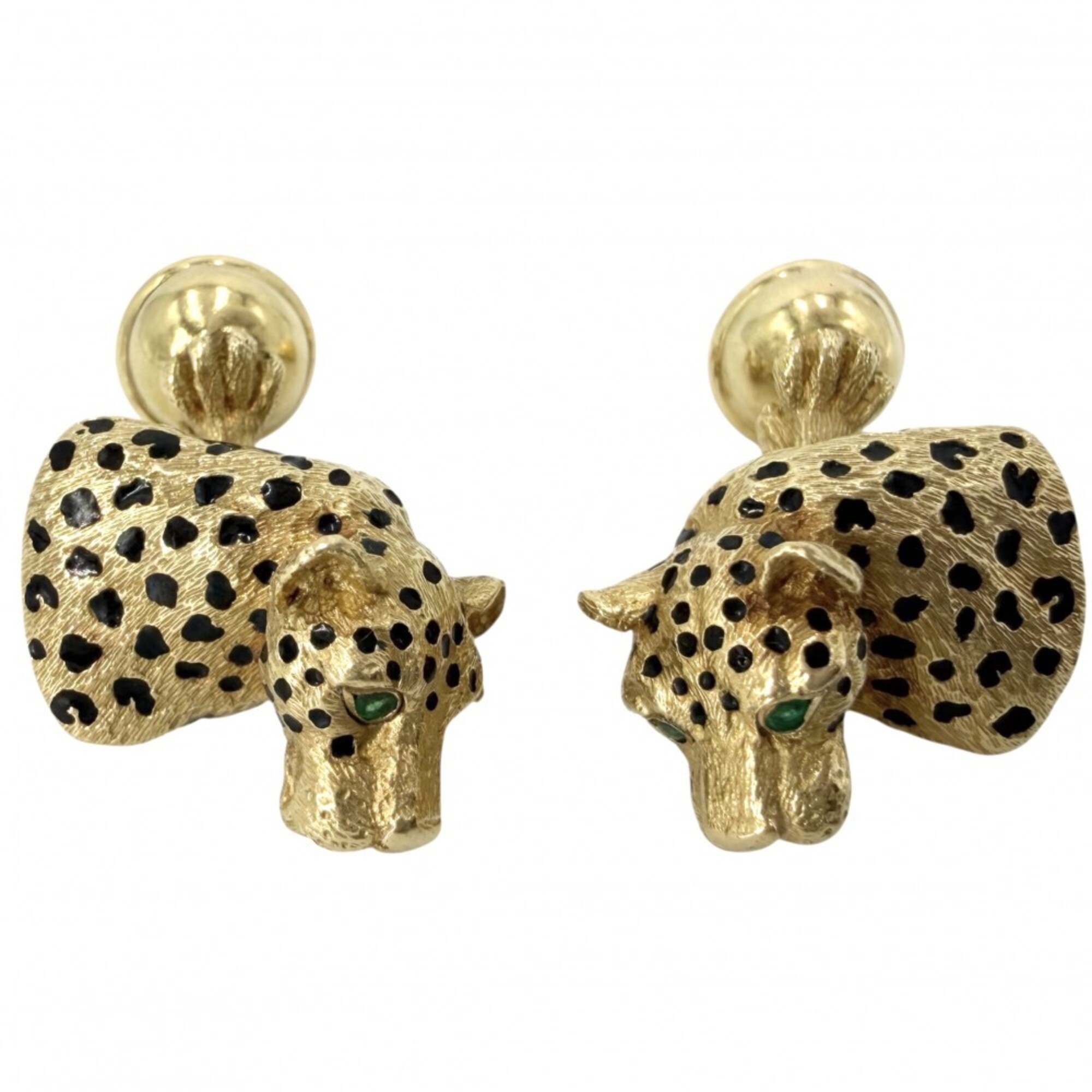 Tiffany & Co. Women\'s Panther Motif Cufflinks - Vintage Jewelry, 750YG (18K Yellow Gold, Au750), Co