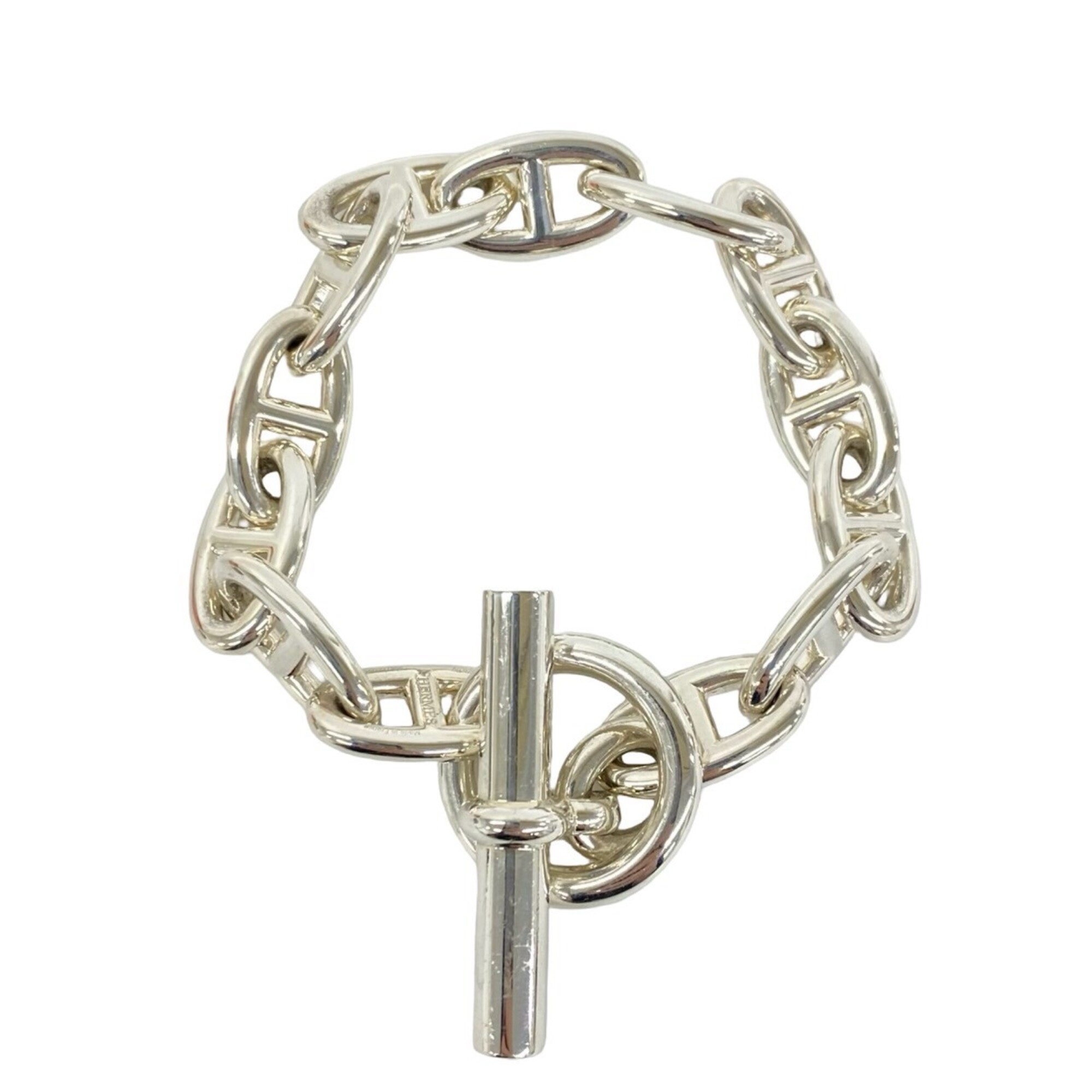HERMES Vintage Chaine d\'Ancre MM 15-link Bracelet, Margiela Era, Sterling Silver 925, Accessory, Si