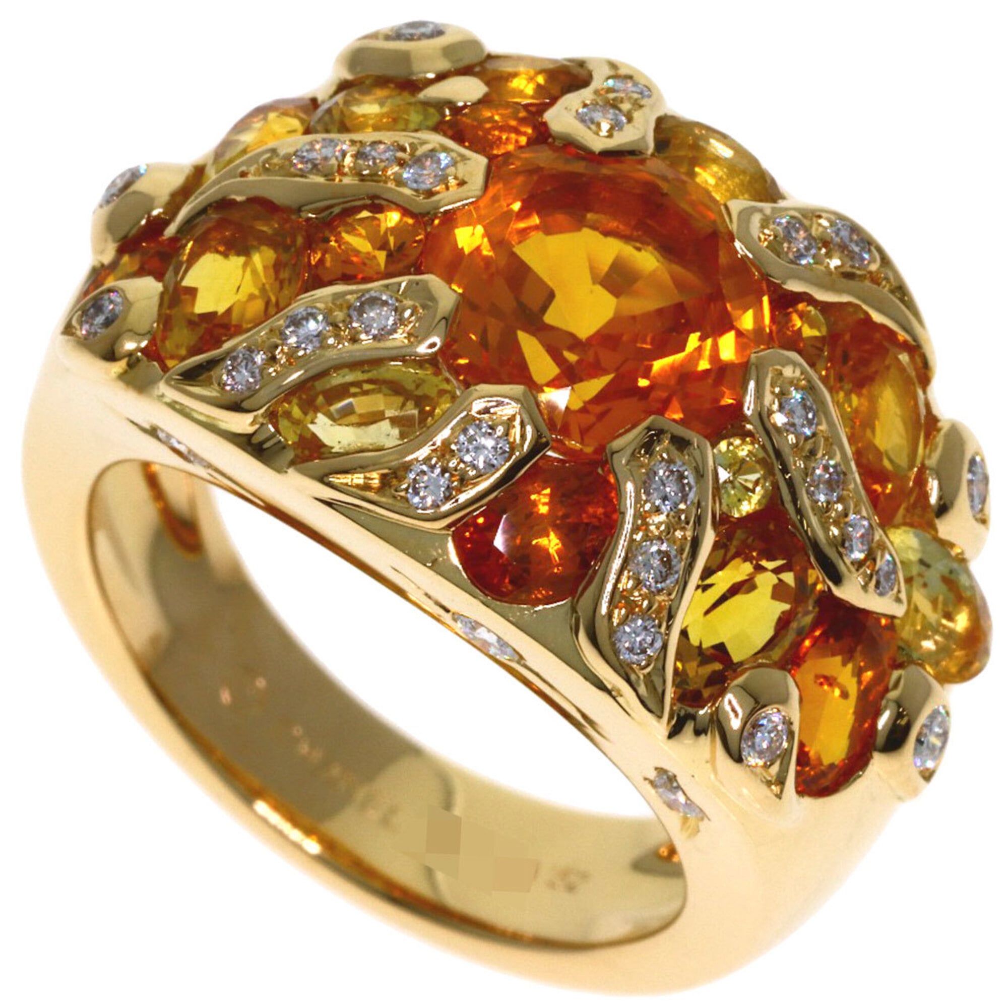 Chanel Sun Motif Yellow Sapphire Diamond Ring #52 18K Gold Women\'s CHANEL