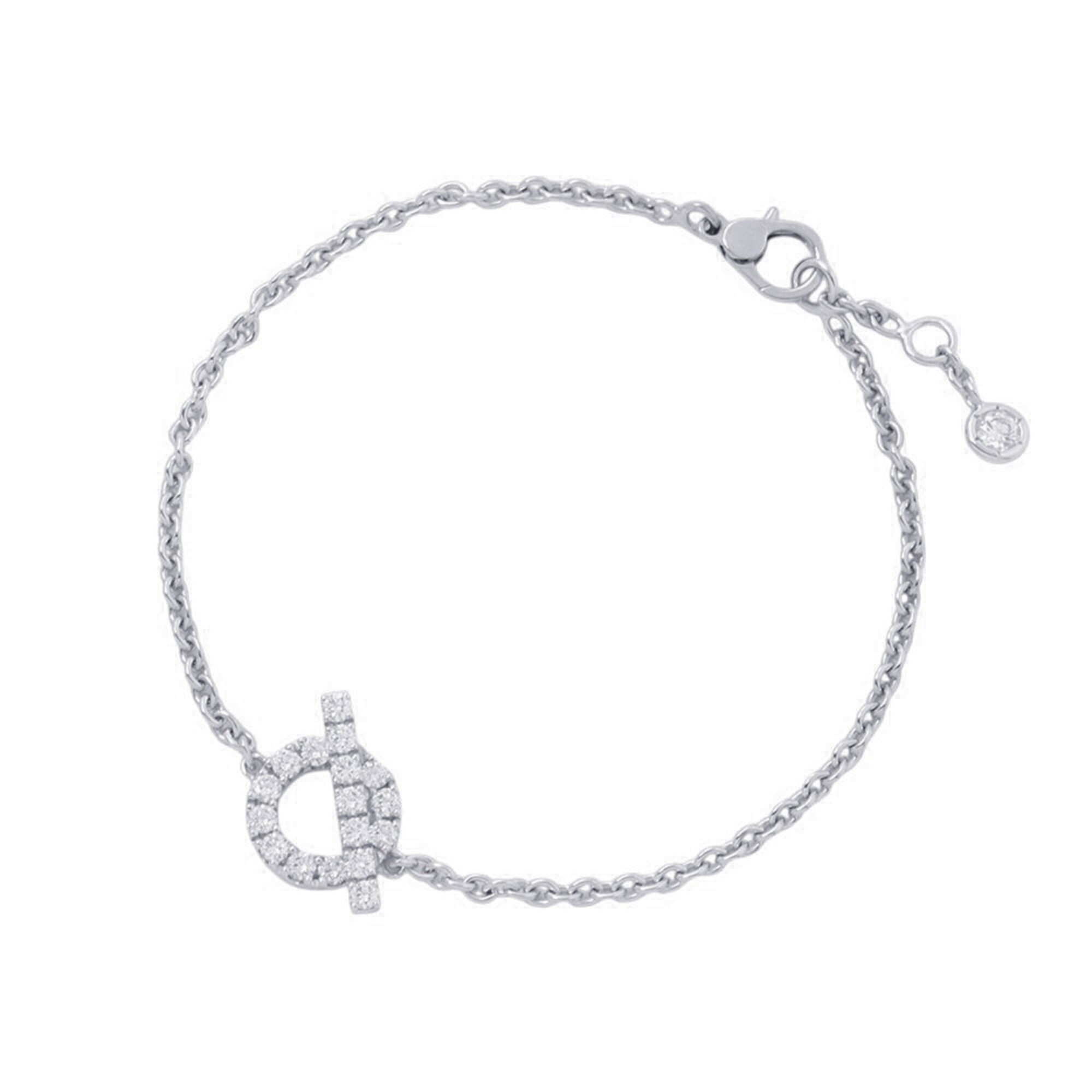 Hermes Finesse Bracelet, 18 Diamonds, Total 0.55ct, 18K White Gold, Size ST. (HERMES Diamond Bracele