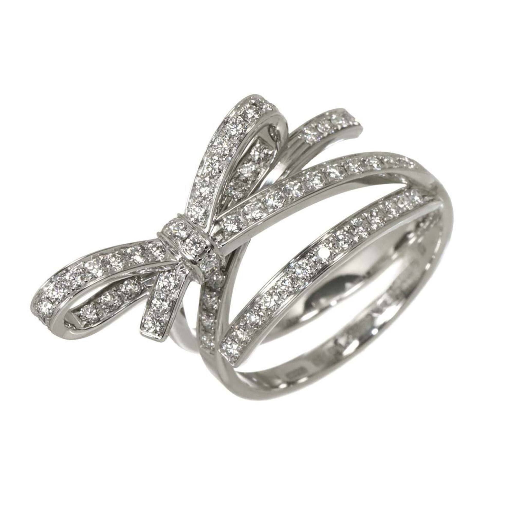 Chanel Ruban de Diamond Ring, Size #57, Medium, 18K White Gold (750)