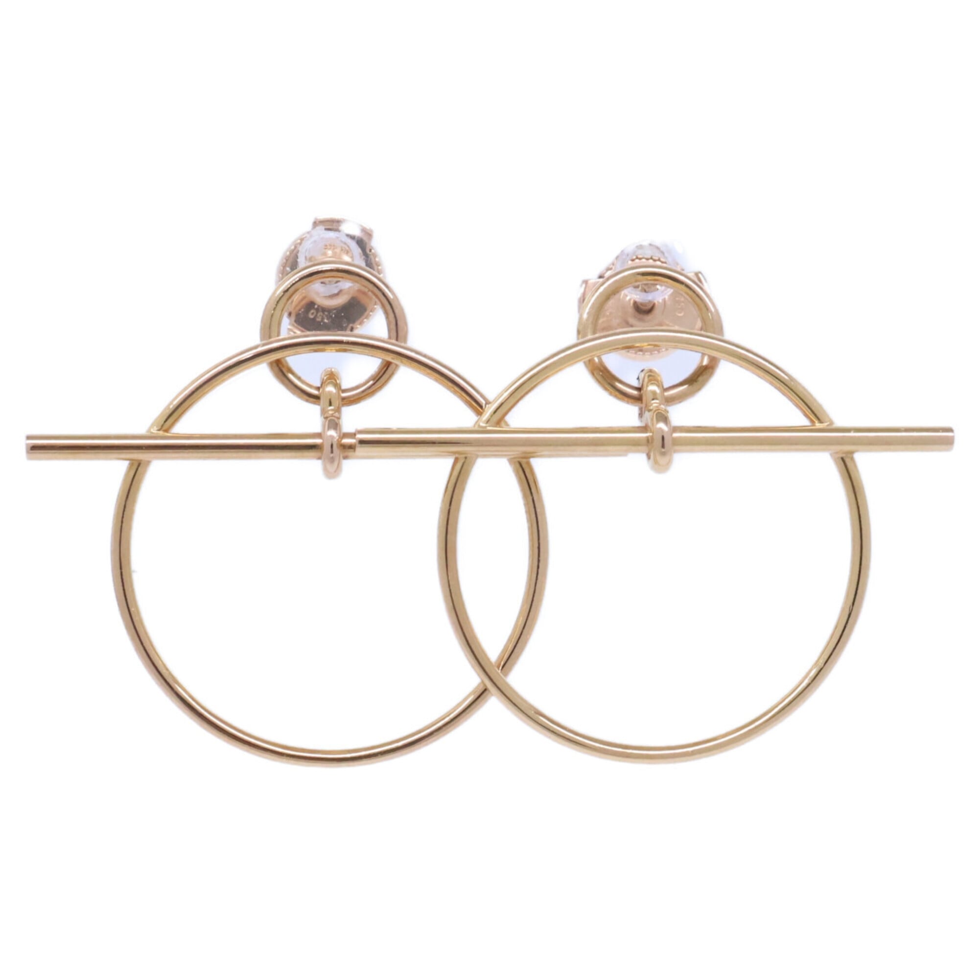 HERMES H105117B 18KPG EchappŽ PM Circle Motif Earrings Pink Gold Women\'s