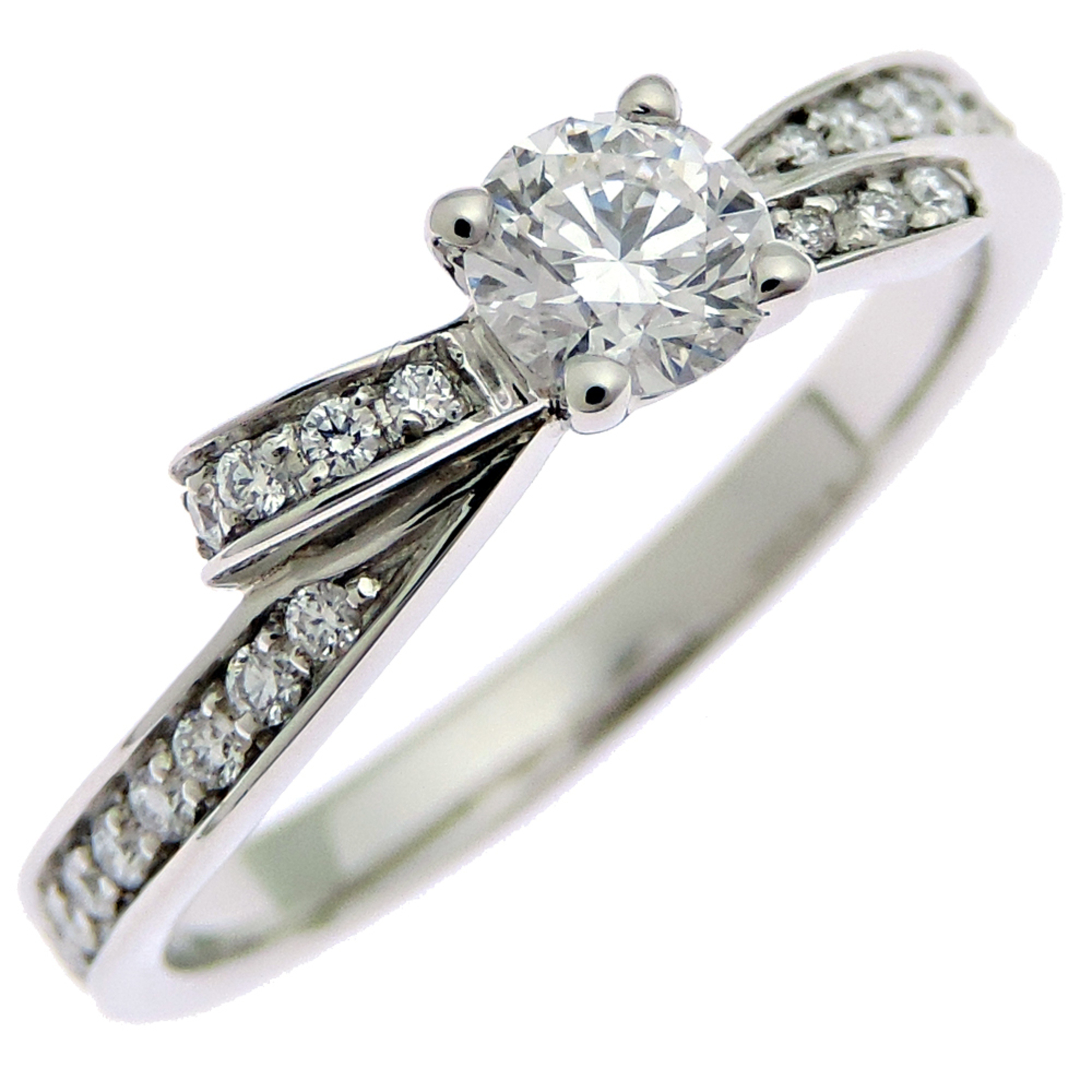 Chanel Ruban de 0.26ct Diamond Ring, Size 49, Women\'s, J10610, Pt950 Platinum