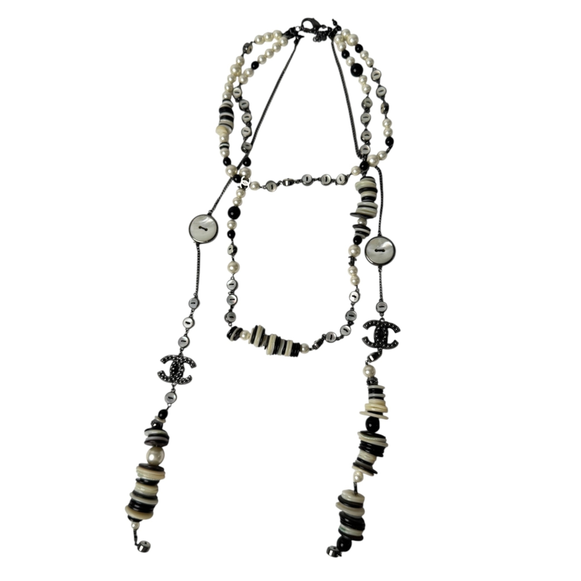 Chanel CHANEL Long Necklace Coco Mark Faux Pearl 03P Women\'s