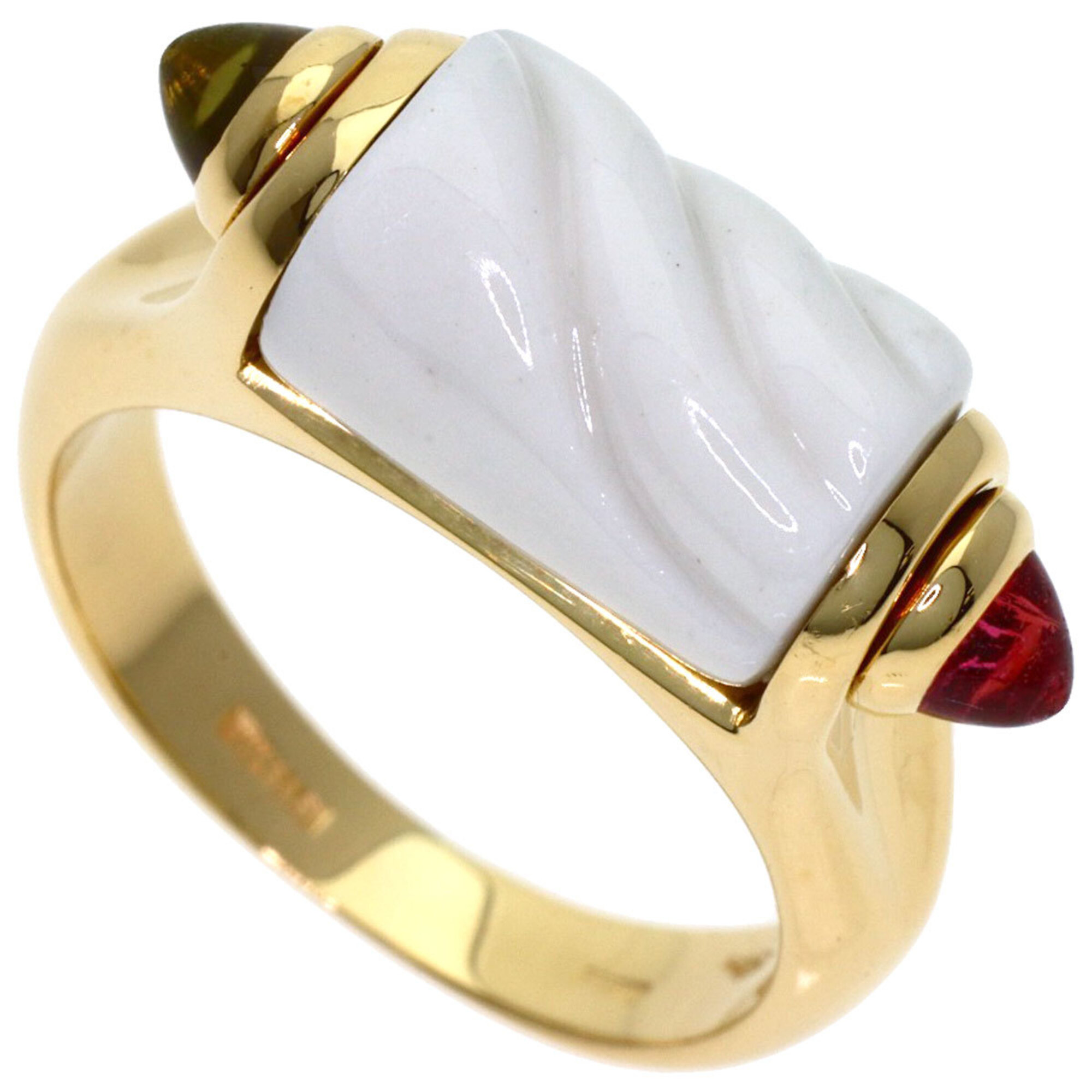 BVLGARI Tronchetto Peridot Pink Tourmaline Ring, 18K Yellow Gold, Women\'s.