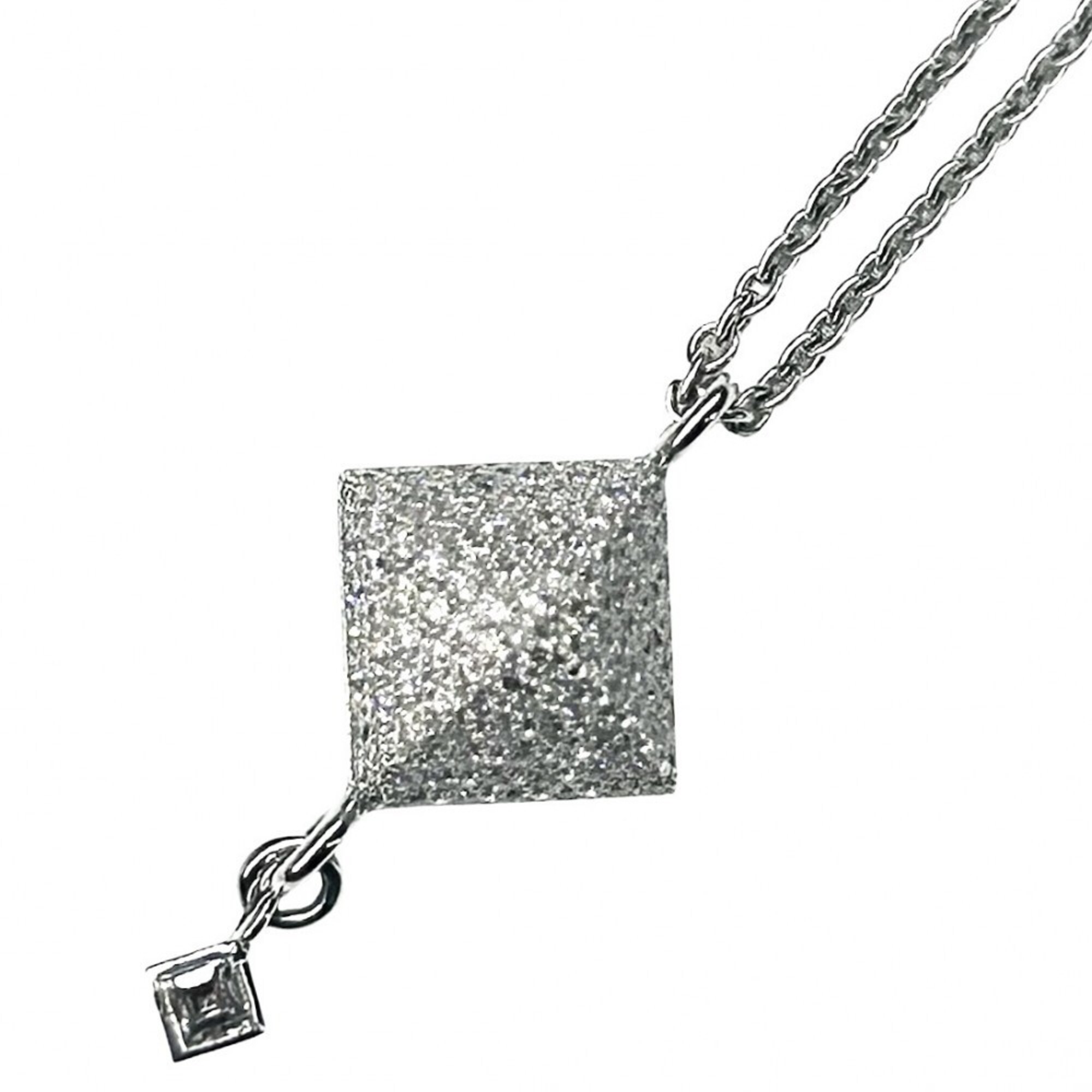Hermes Medor Pendant Necklace for Women, Adjustable, 18K White Gold (750WG), 0.35ct Diamond, Approx.