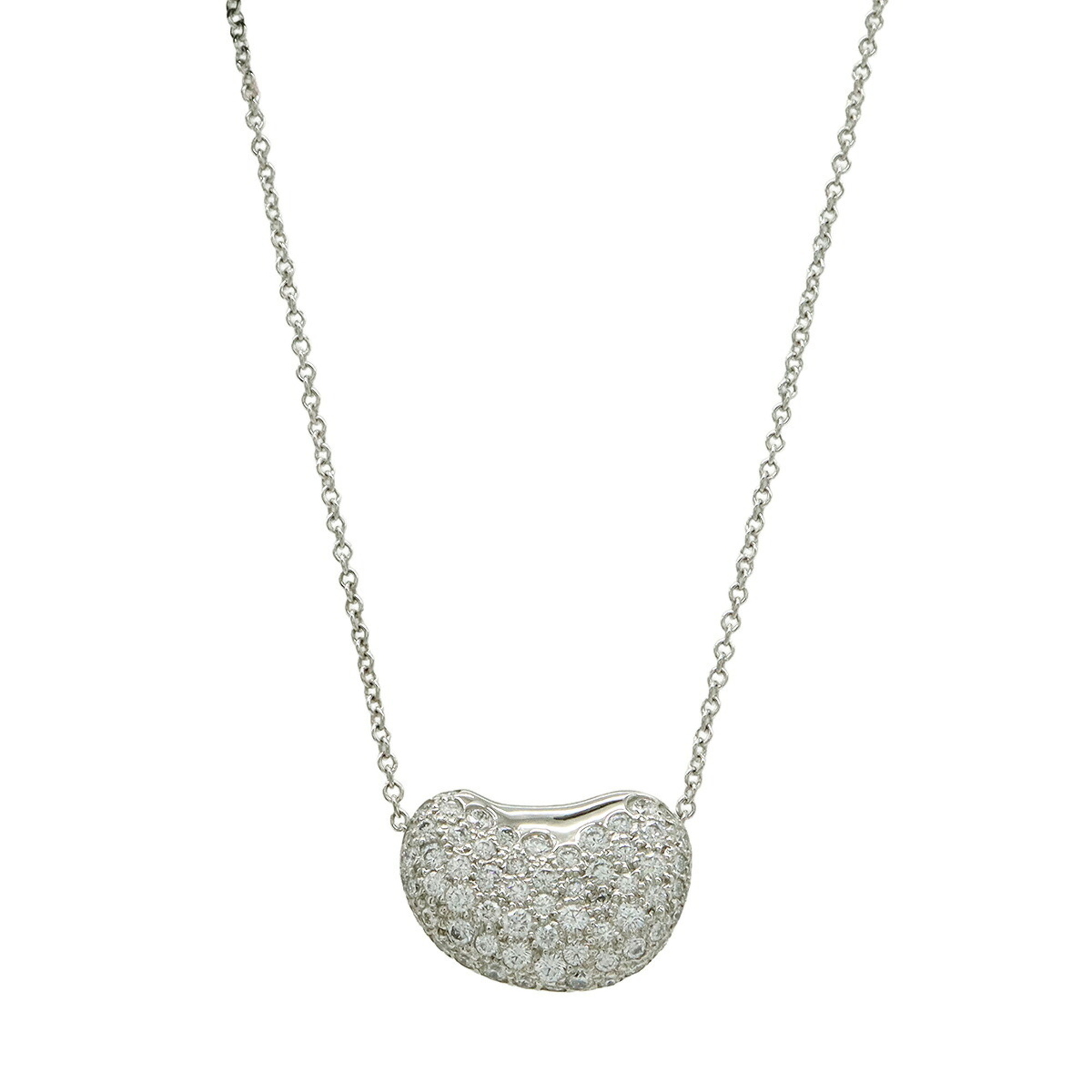 TIFFANY&Co. Tiffany Elsa Peretti Bean Design Pendant Pave Diamond Pt950 Platinum