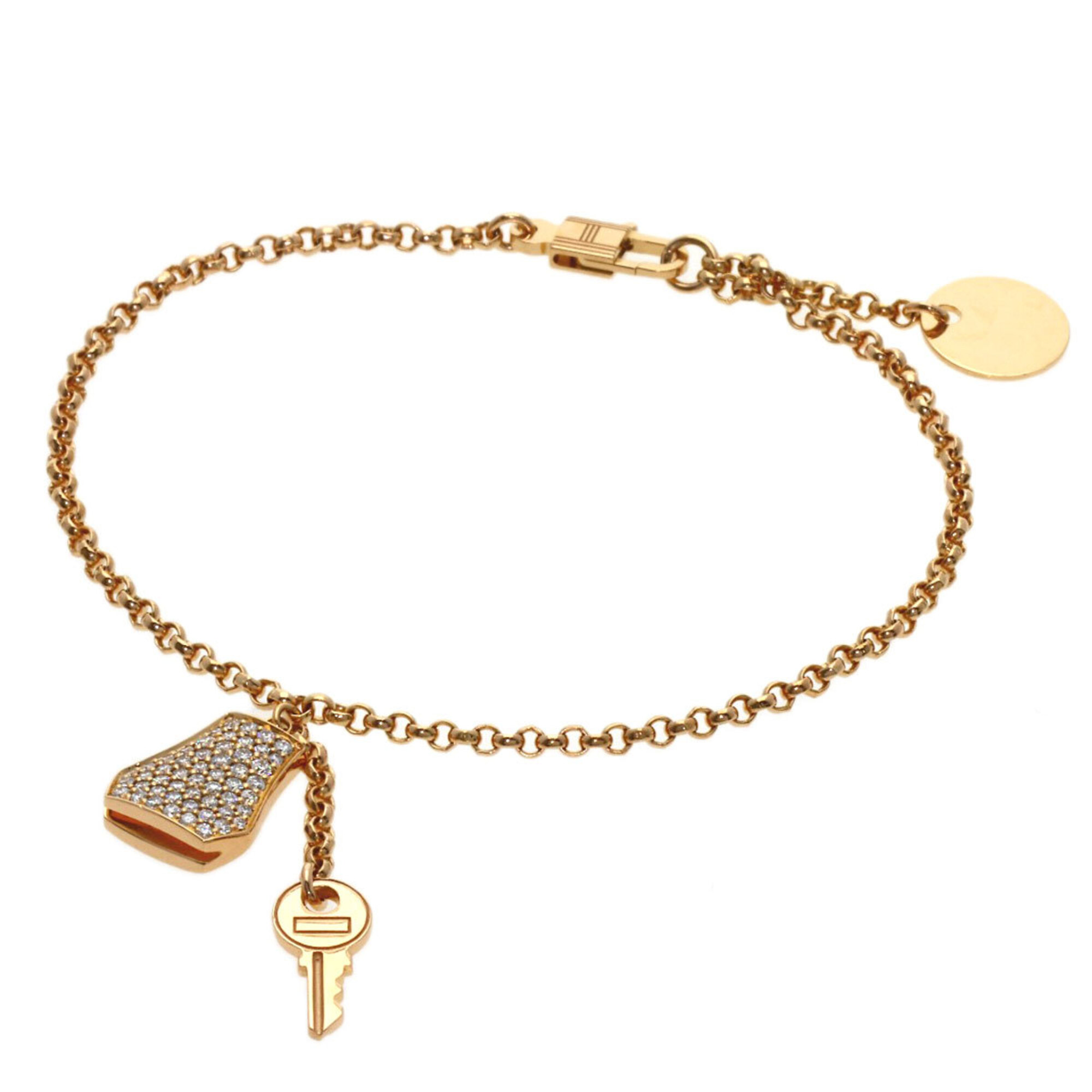 Hermes Kelly Clochette PM Diamond Bracelet 18K Pink Gold Women\'s HERMES