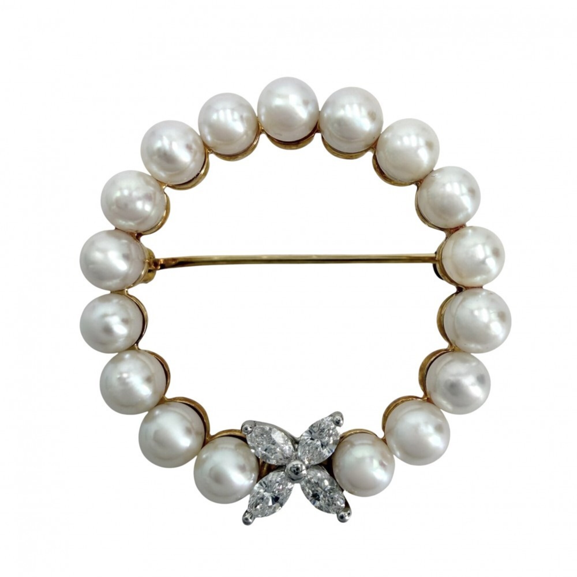 Tiffany & Co. Victoria Brooch for Women, 18K Gold, PT950 Diamond, White Gold Hardware, Approx. 6.4g