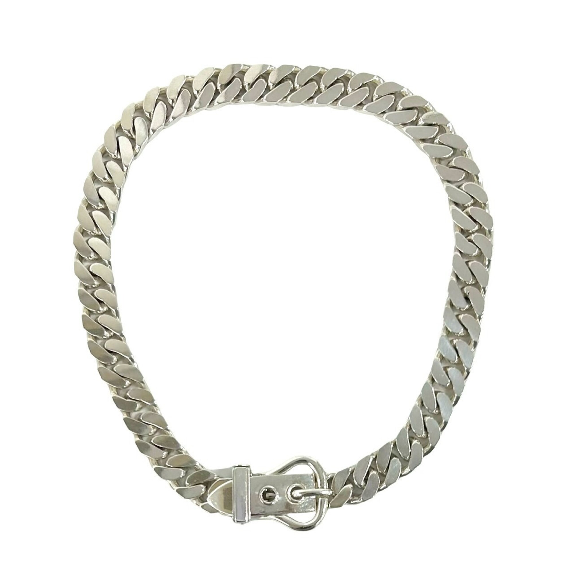 HERMES Boucles Sellier Sterling Silver 925 Chain Necklace Choker Accessory 33521