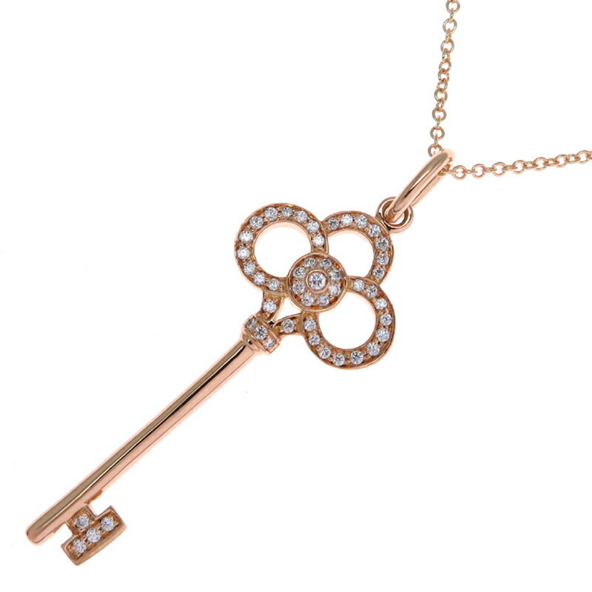 Tiffany Crown Key Diamond Women\'s Necklace 750 Pink Gold