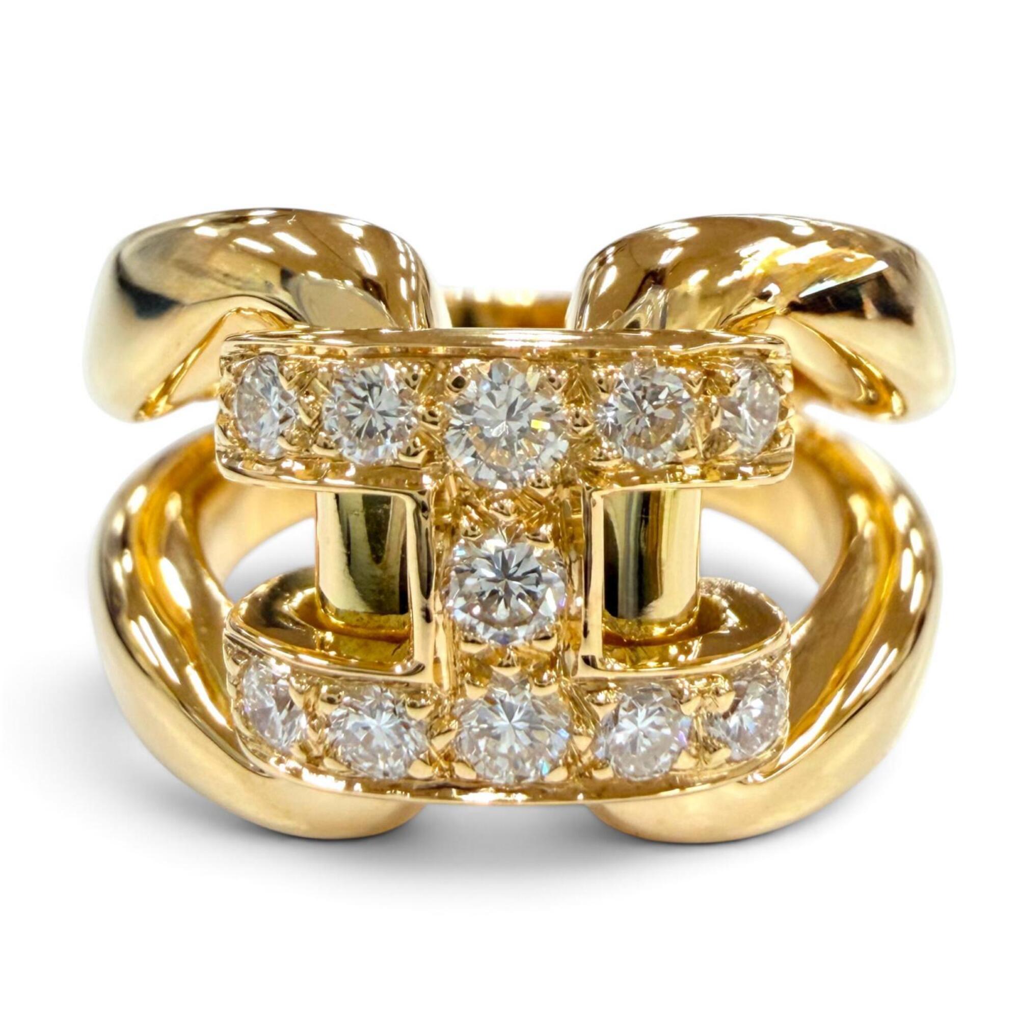 HERMES 57013 History Diamond Ring 750 (YG) Yellow Gold Size 52 Weight 15.12g Women\'s