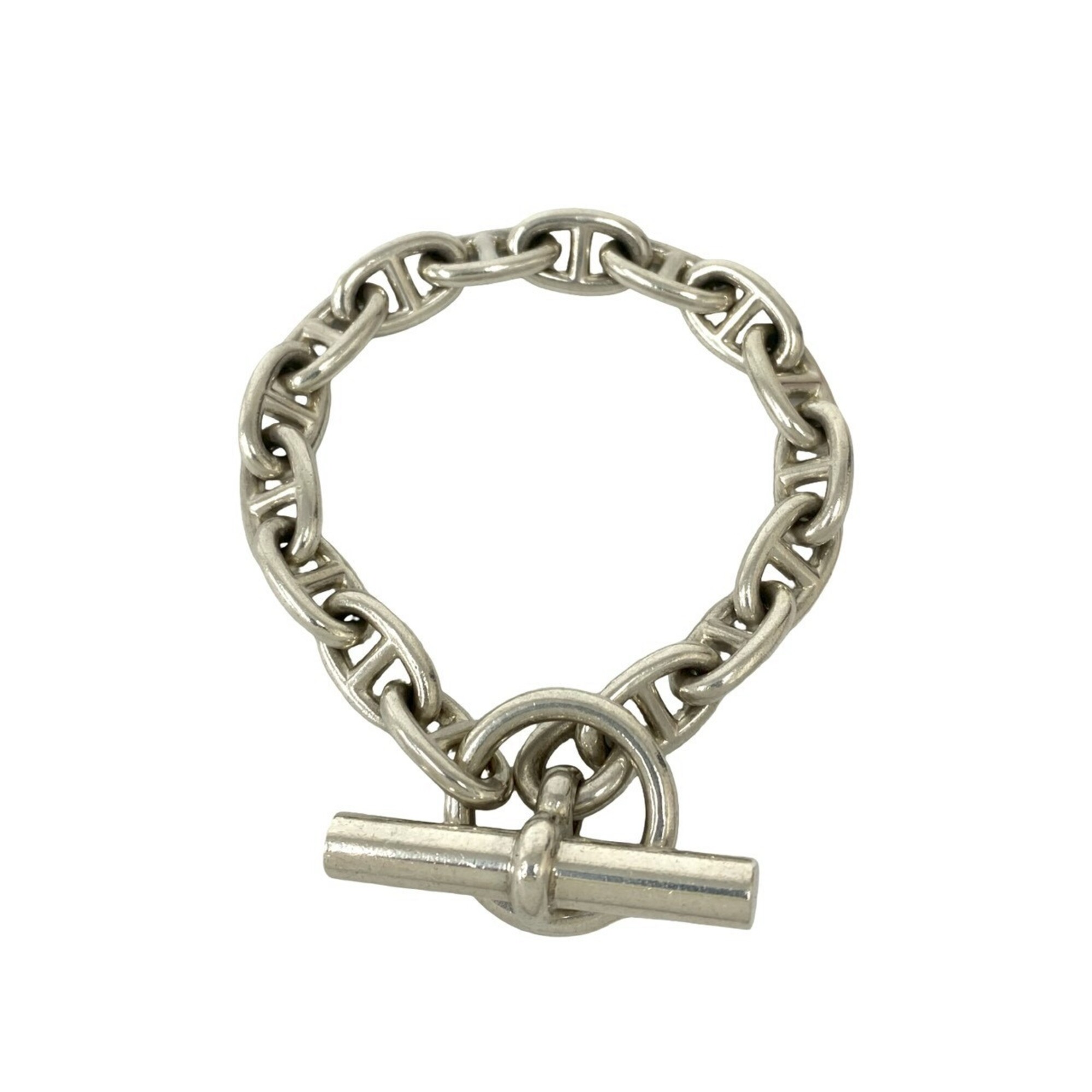 HERMES Hermes Script Logo Vintage Chaine d\'Ancre MM 16-Link Bracelet Sterling Silver 925 73409