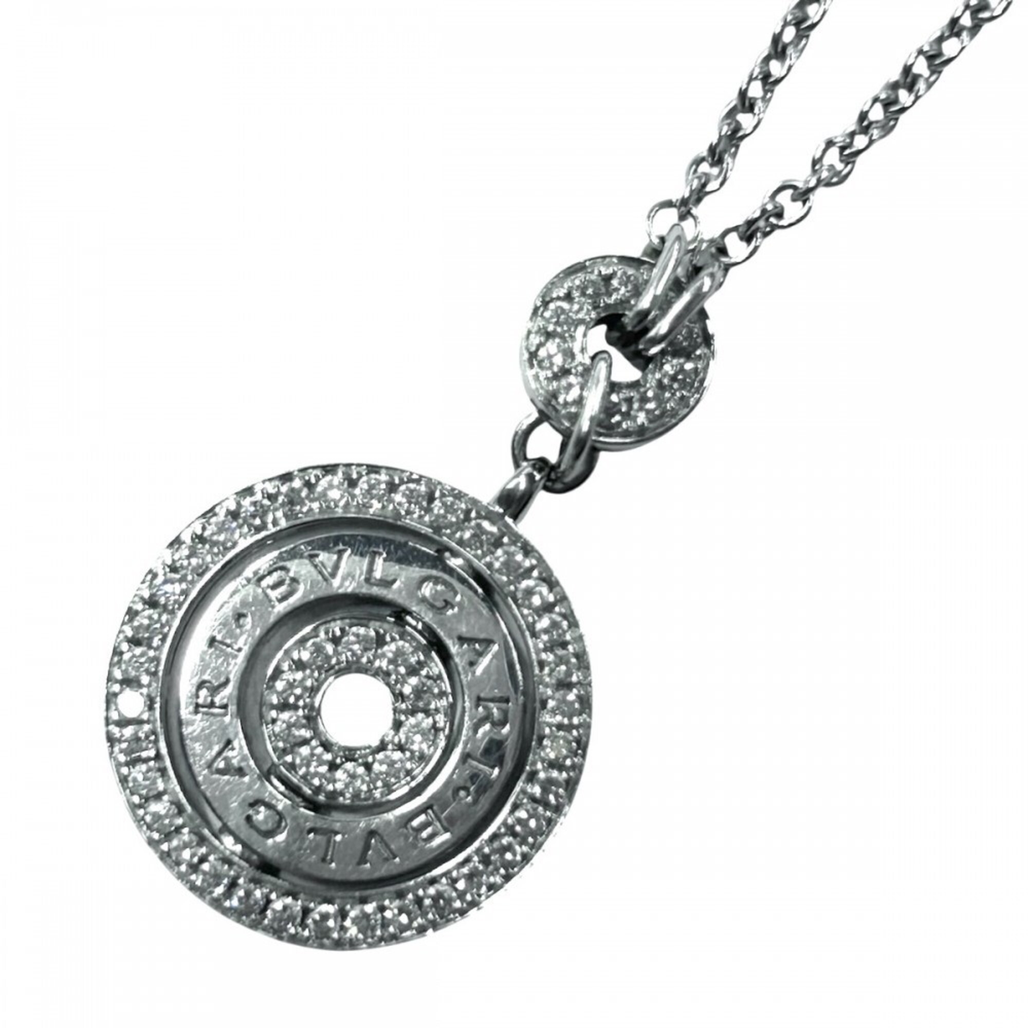 BVLGARI Astrale Cerchi Pendant Necklace for Women, Adjustable, 18K White Gold (WG750), Diamond, Appr