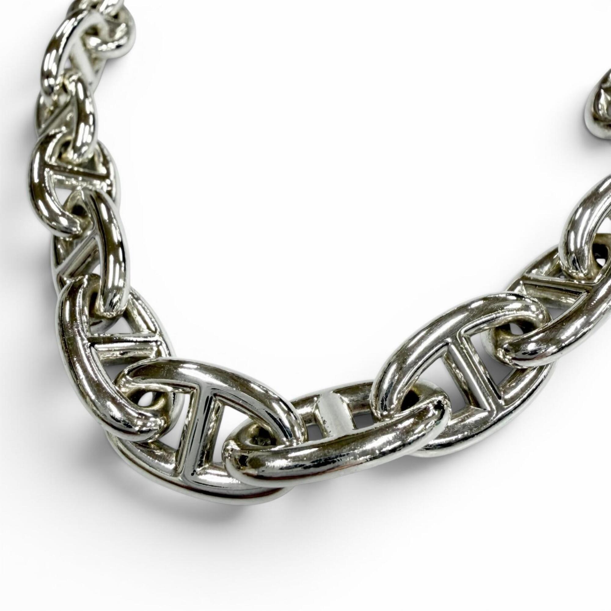 HERMES 24D118179 Chaine d\'Ancre GM AG925 29-link necklace, silver, made in France, weight 133g, men